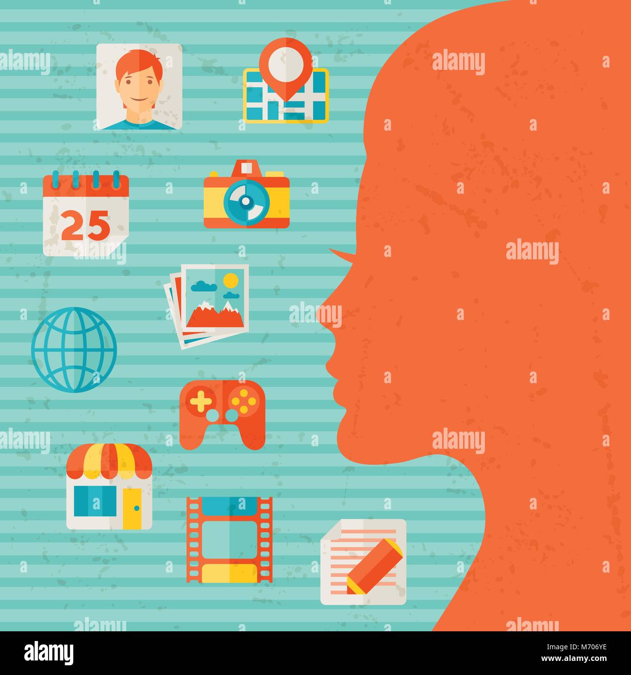 Social media concept illustration in flat design style Stock Vector ...