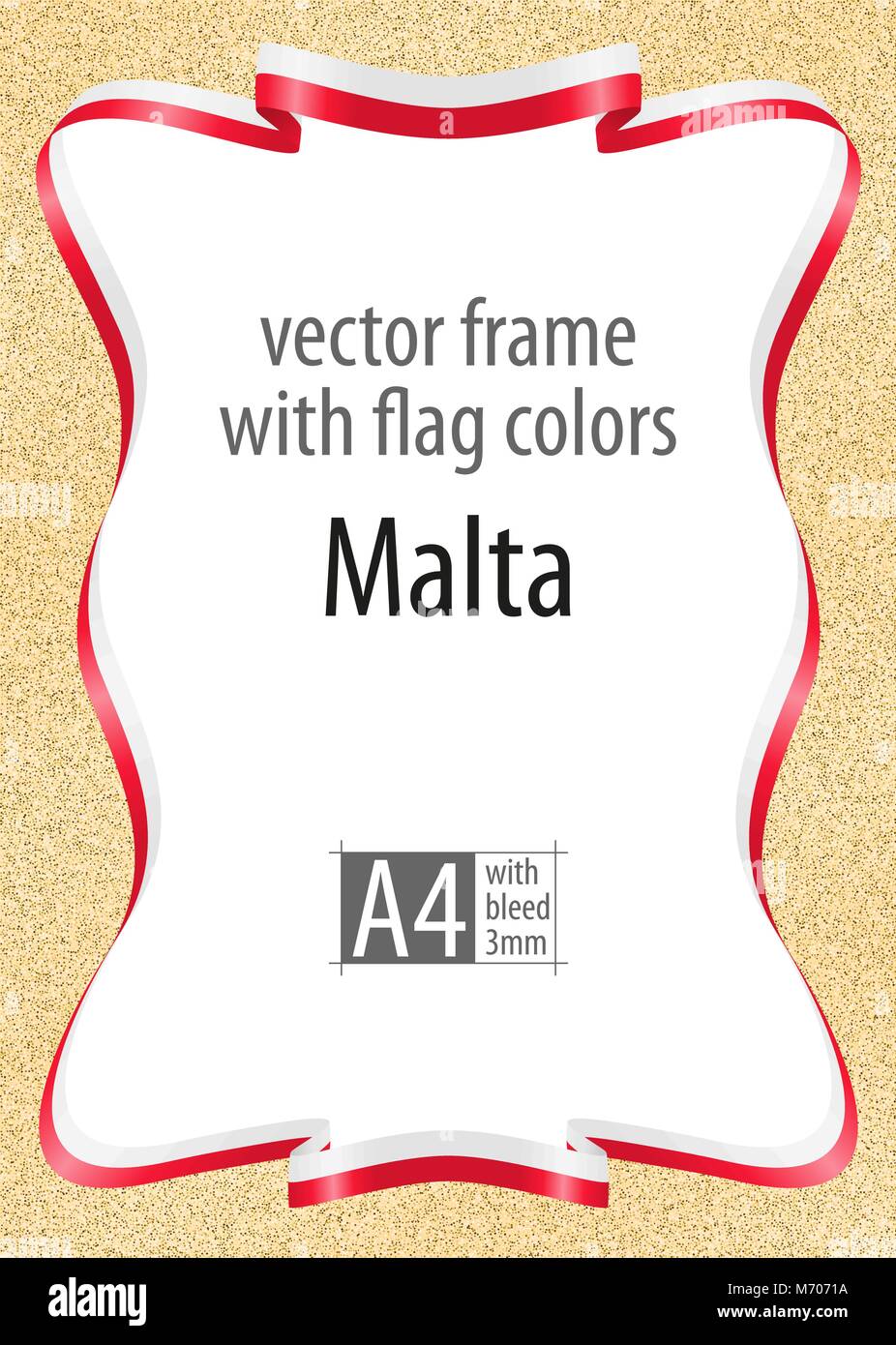 Frame and border of ribbon with the colors of the Malta flag, template