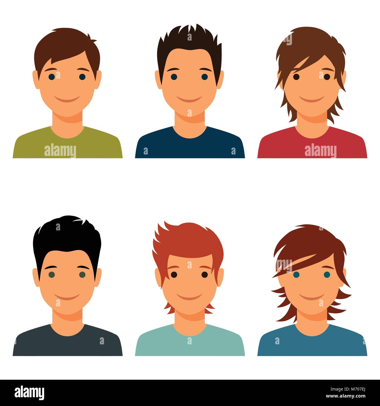 Set of cute young boys with various hair style Stock Vector Image & Art ...
