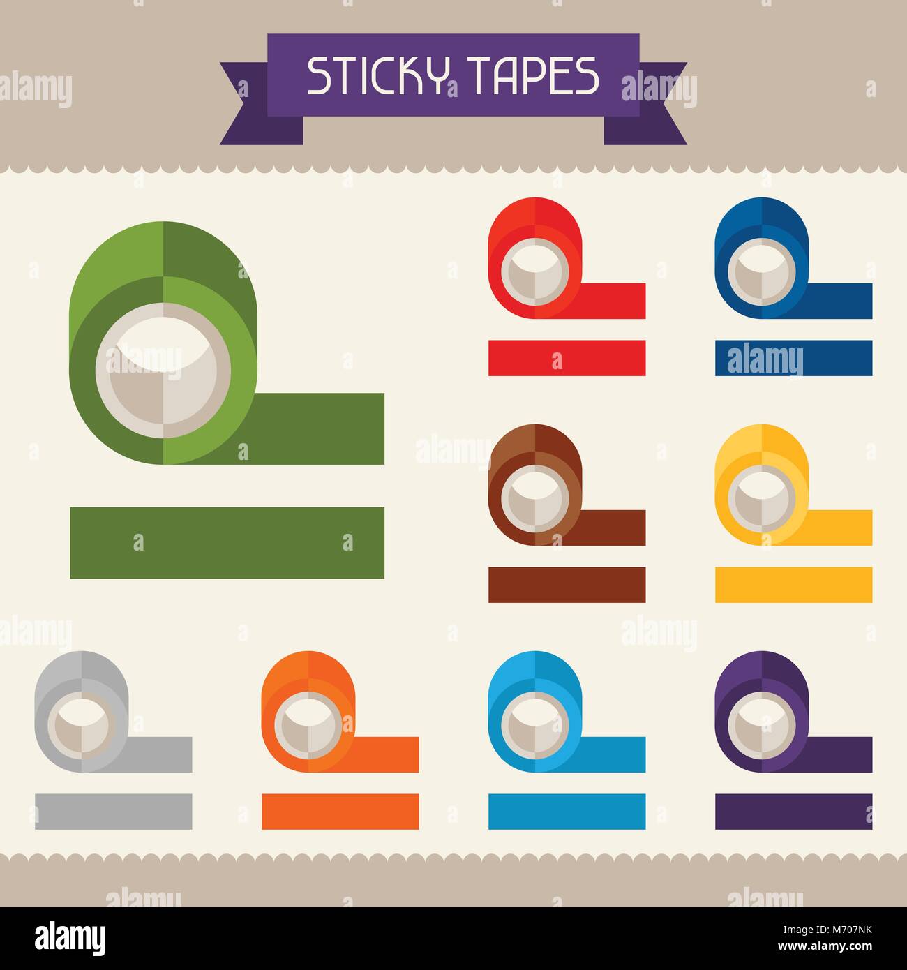 Sticky tapes colored templates for your design in flat style Stock