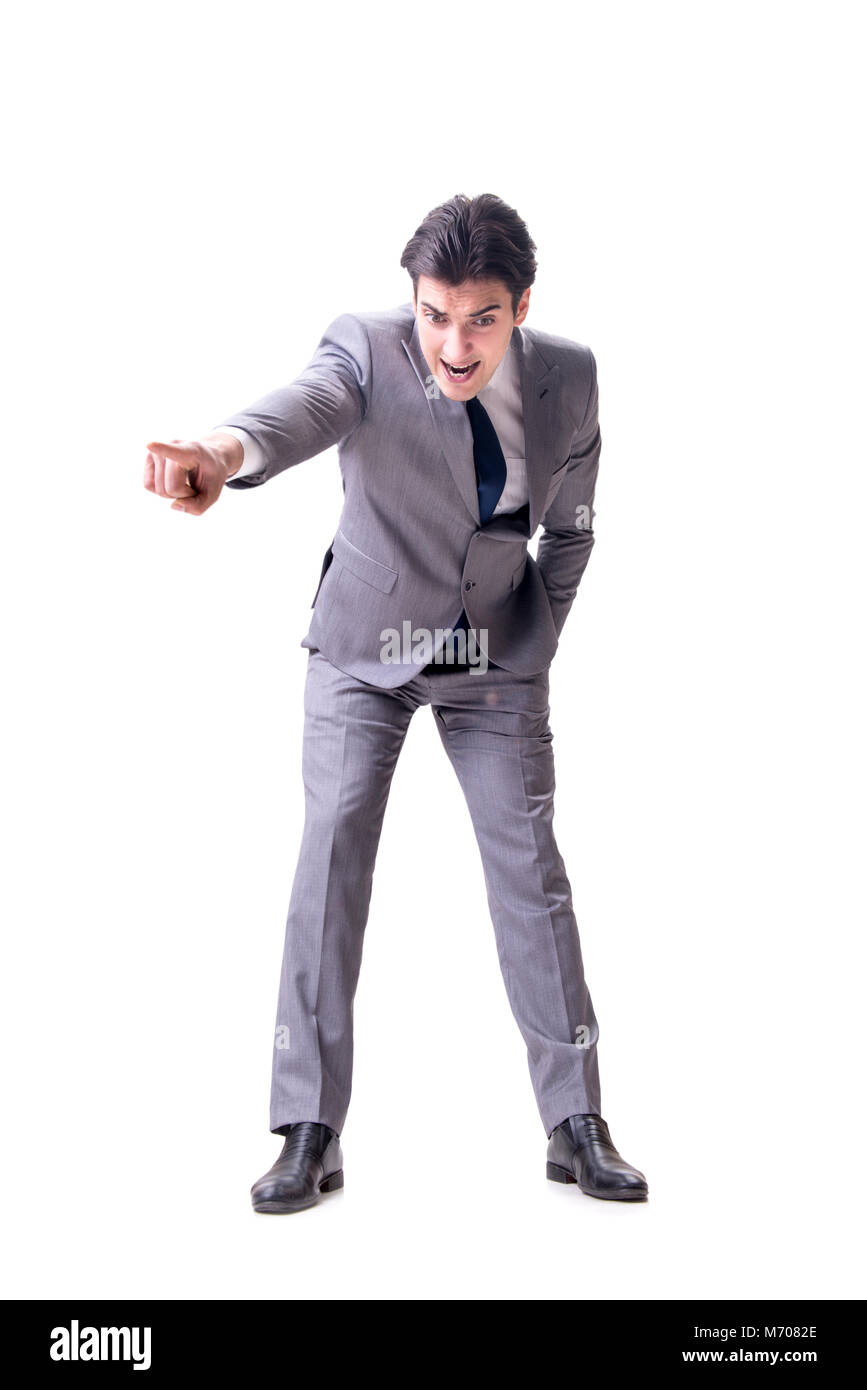 Businessman isolated on the white background Stock Photo - Alamy