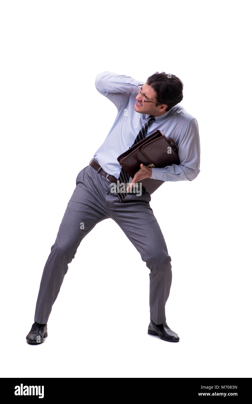 Businessman isolated on the white background Stock Photo - Alamy