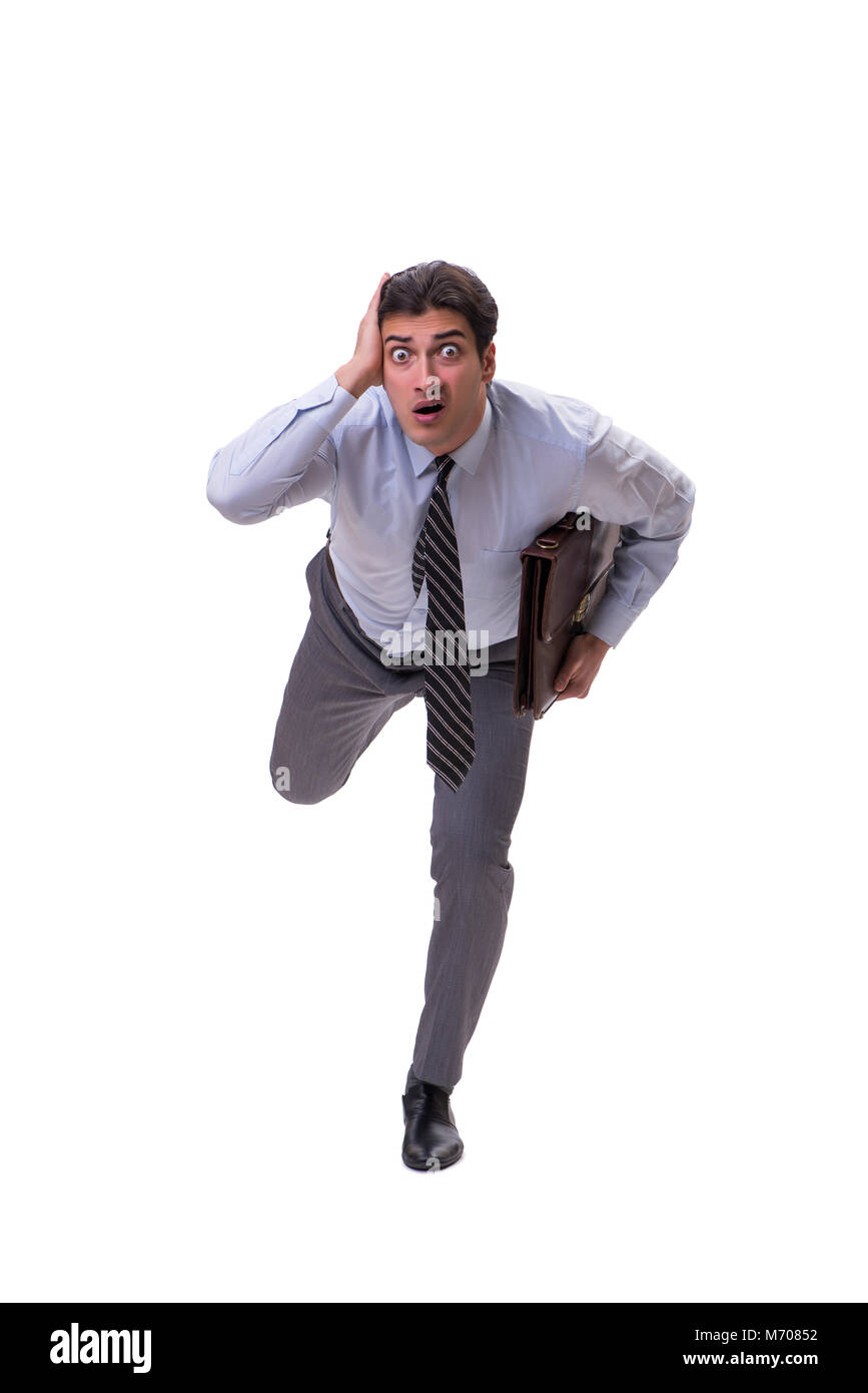 Businessman isolated on the white background Stock Photo - Alamy