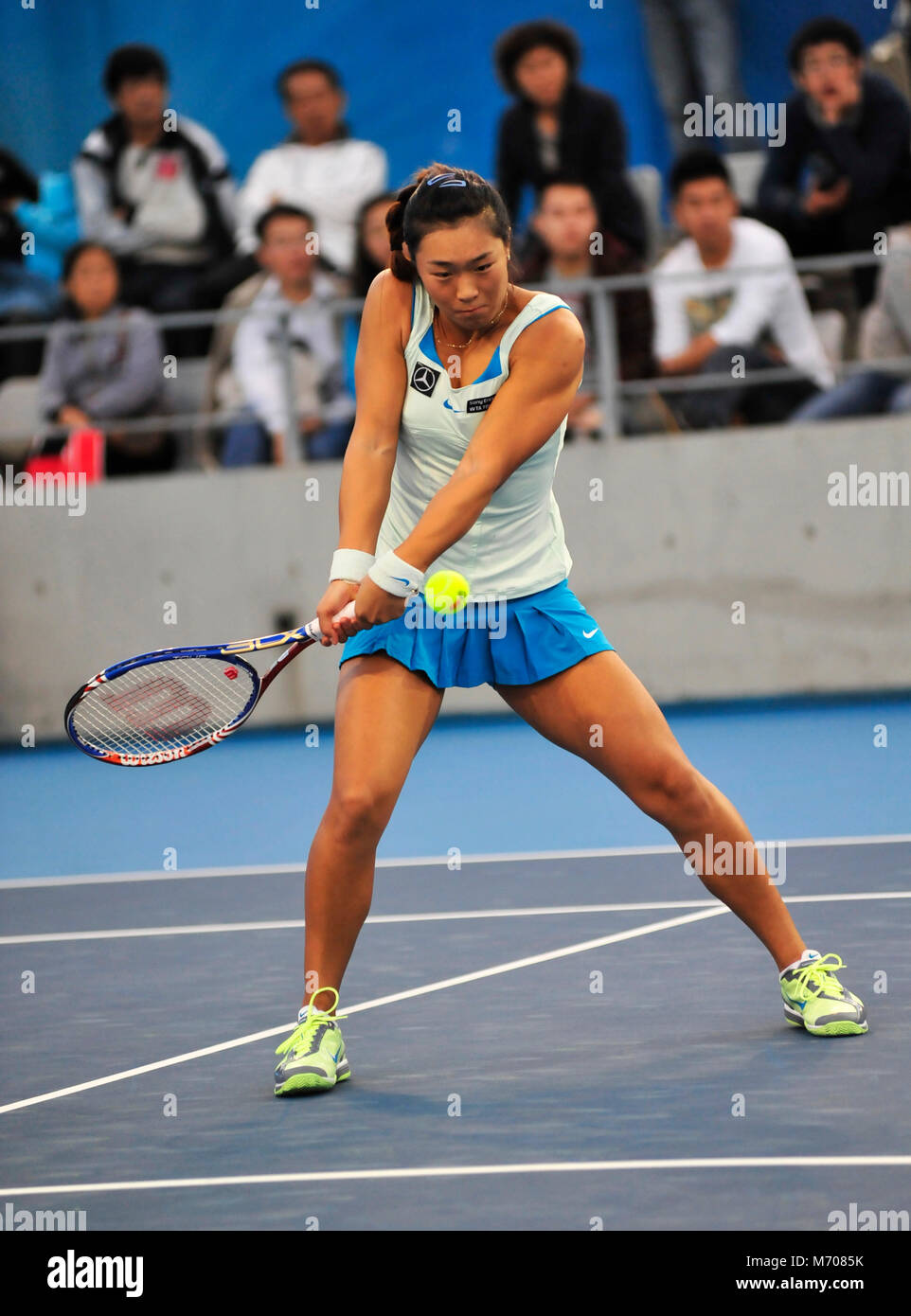 Han Xinyun seen competing together with Liu Wanting in the doubles at the  China Open tennis tournament in Beijing in October 2010 Stock Photo - Alamy