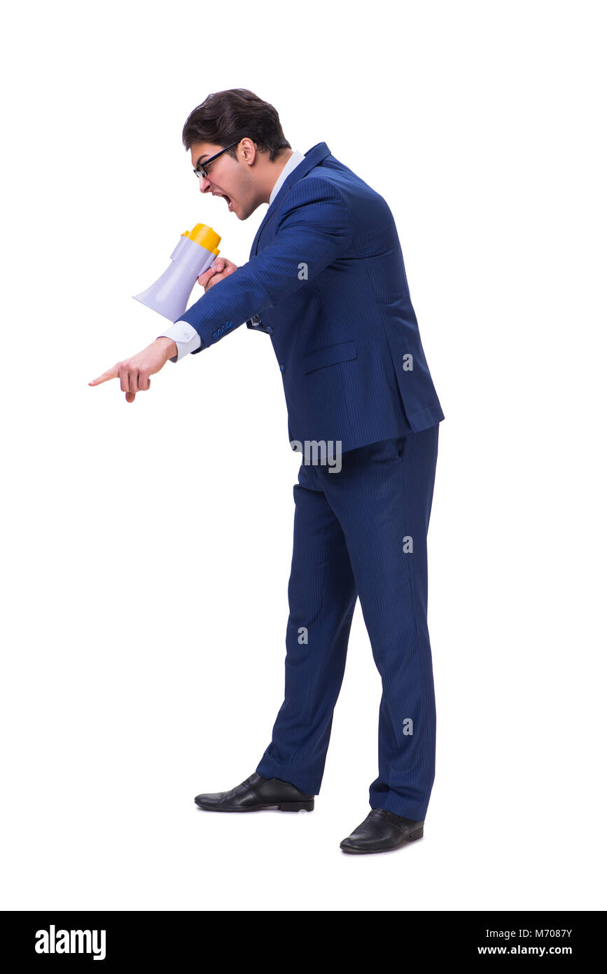 Businessman isolated on the white background Stock Photo - Alamy