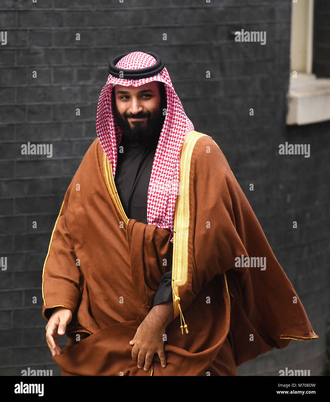 Saudi Arabia's crown prince Mohammad bin Salman arrives in 10 Downing Street on the first day of his three-day visit to the UK. Stock Photo