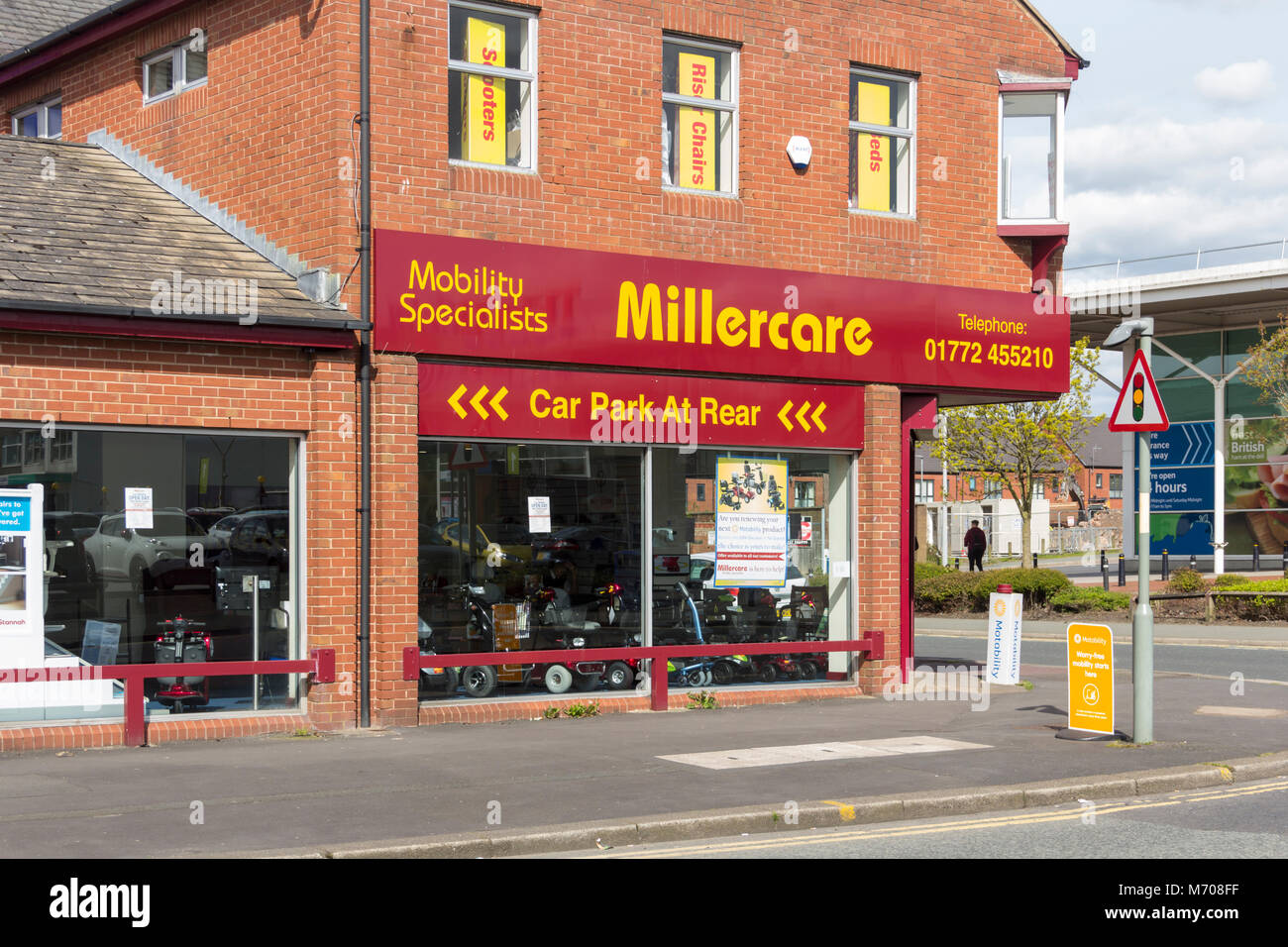 Millercare mobillity and healthcare equipment specialist shop, Towngate, Leyland, Lancashire. Milercare are Motability agents. Stock Photo