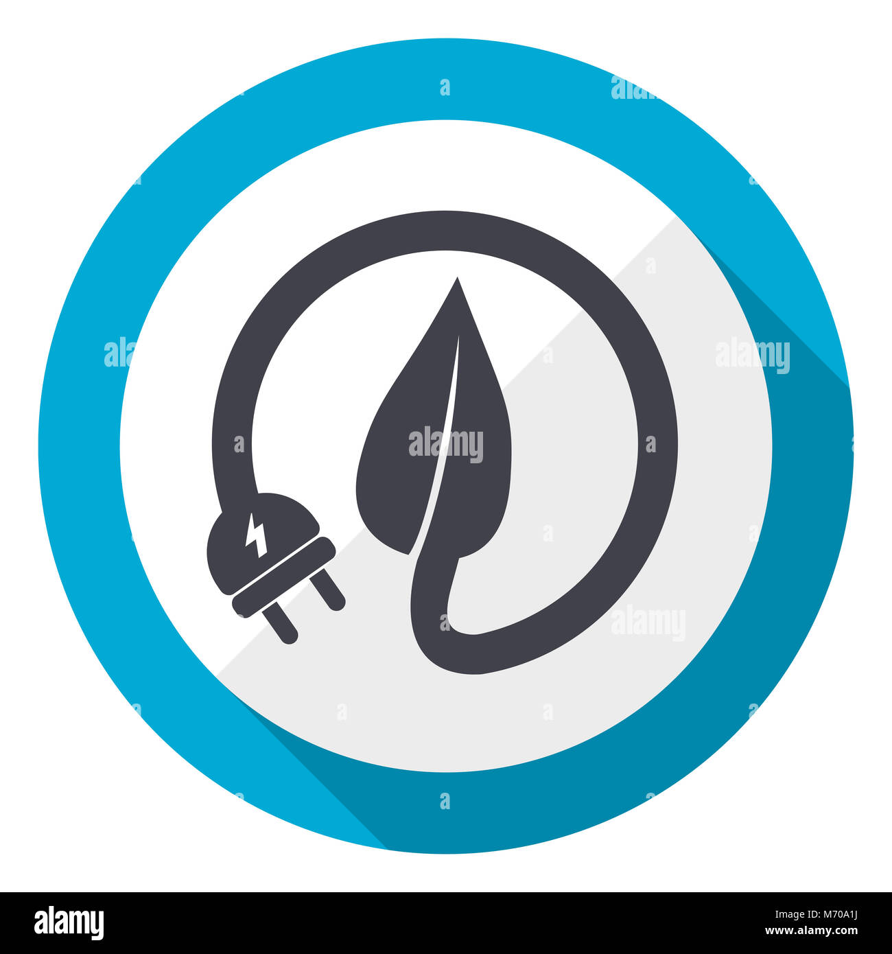 Eco electric plug blue flat design web icon Stock Photo - Alamy