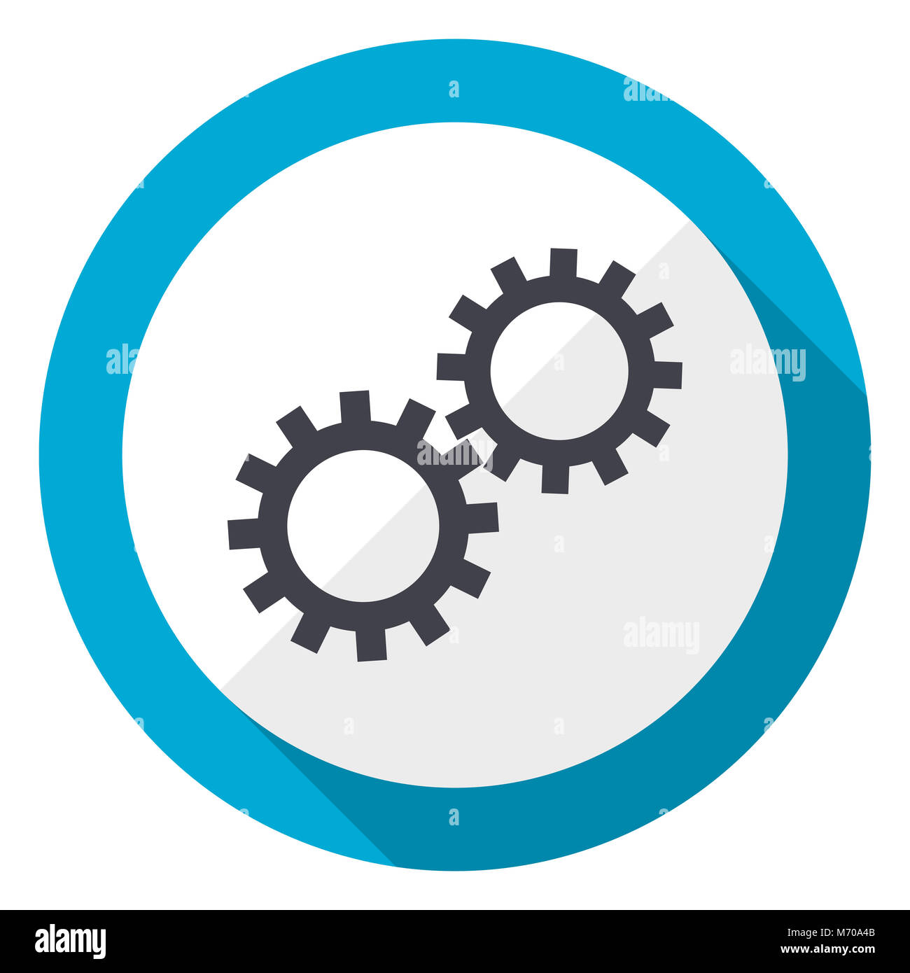 Gear blue flat design web icon Stock Photo - Alamy