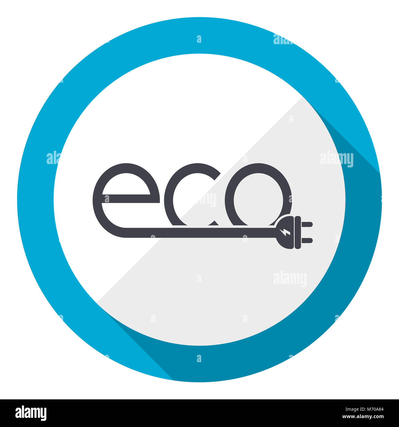 Eco electric plug blue flat design web icon Stock Photo - Alamy
