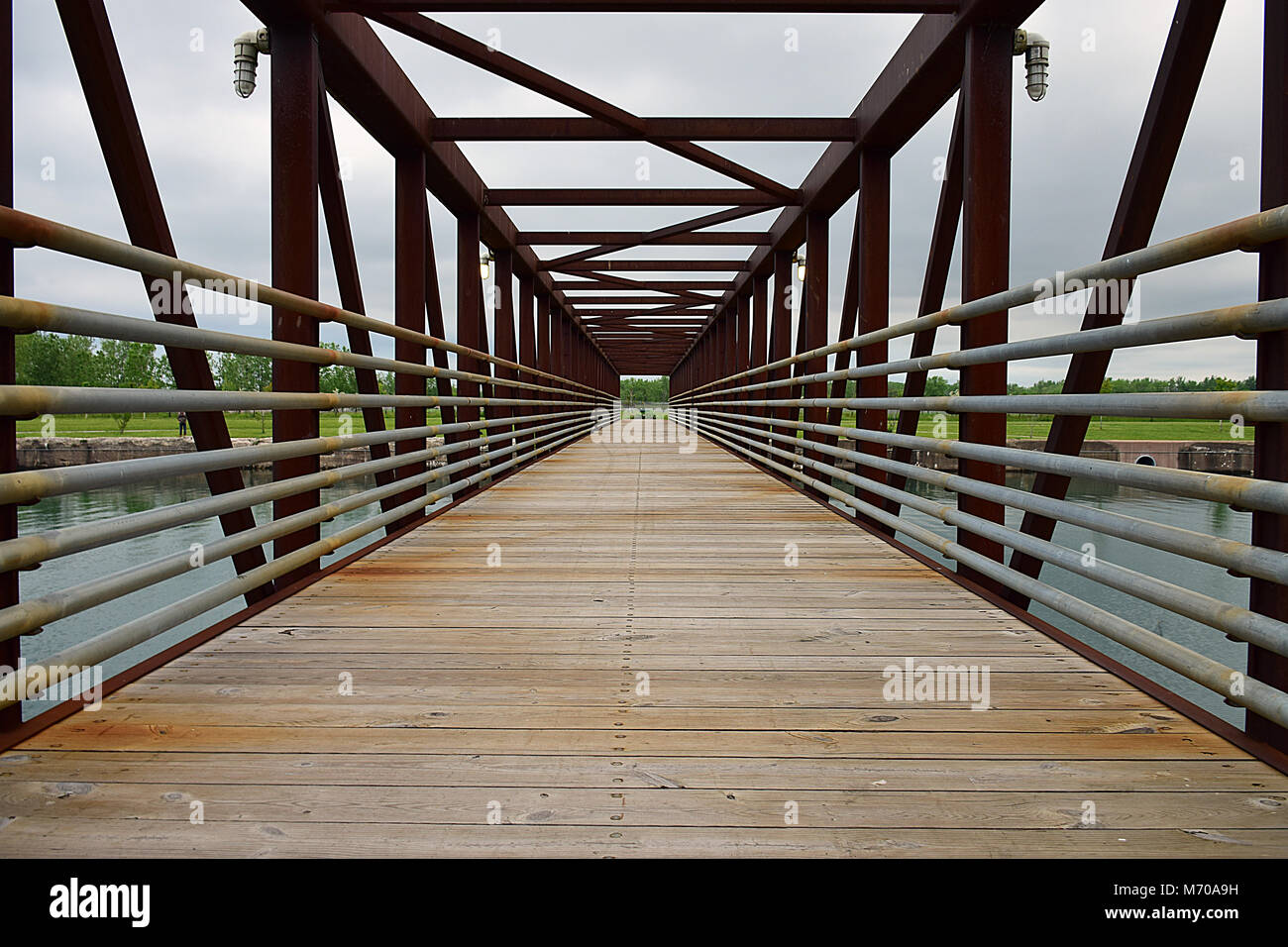 A pedestrian bridge in Buffalo, New York, USA Stock Photo Alamy