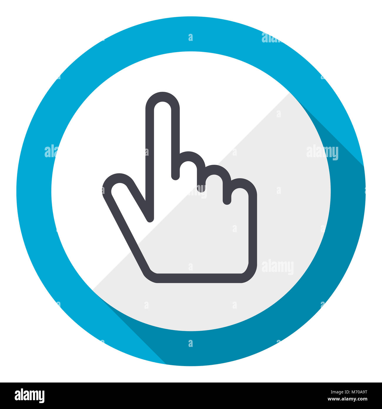 Cursor hand blue flat design web icon Stock Photo - Alamy
