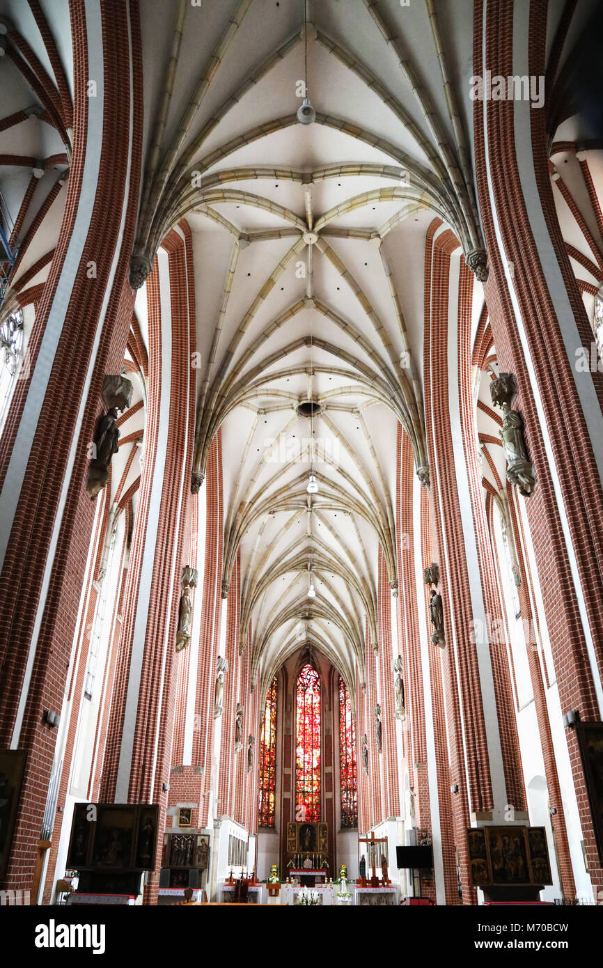 The interior of the Gothic St Elizabeth church in Wroclaw, Poland Stock Photo