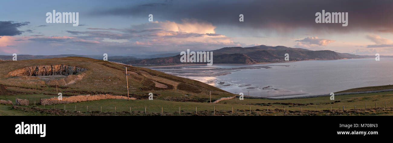 Panoramic view of the North Wales coast from the summit of the Great Orme, Llandudno Stock Photo