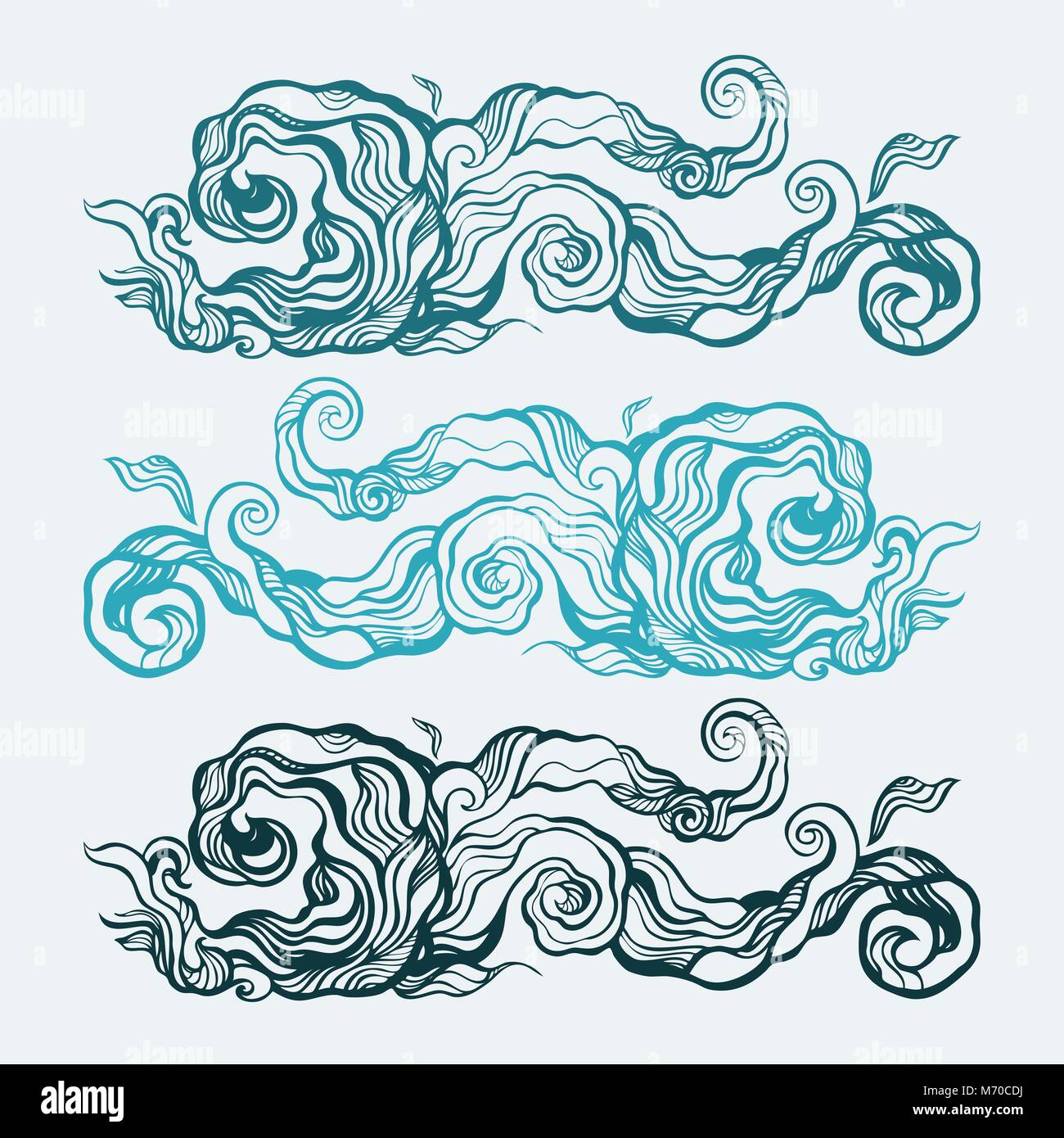 Ocean waves set, Hand drawn illustration Stock Vector Image & Art - Alamy