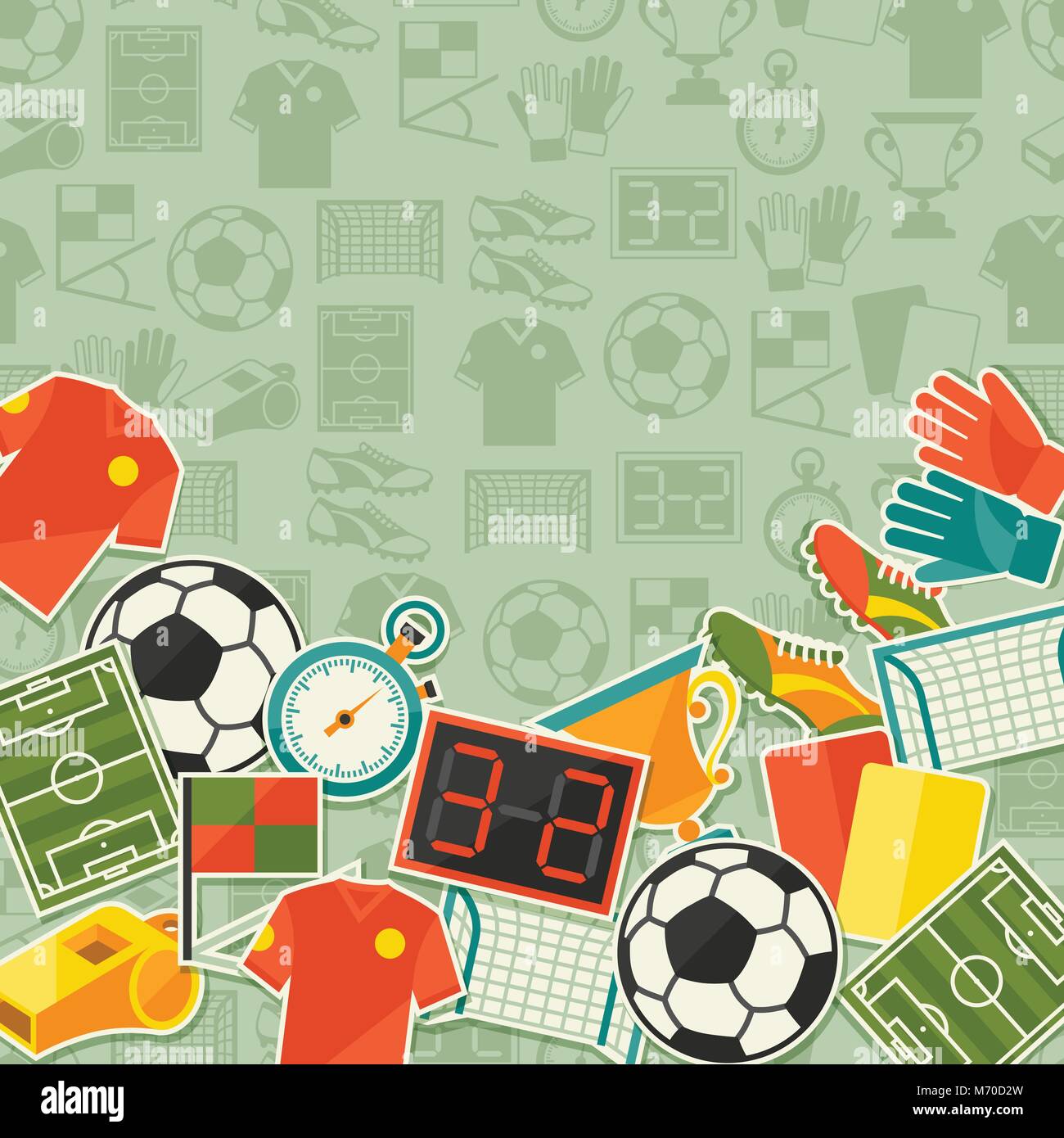 Sports Background With Soccer Football Sticker Icons Stock Vector Image Art Alamy