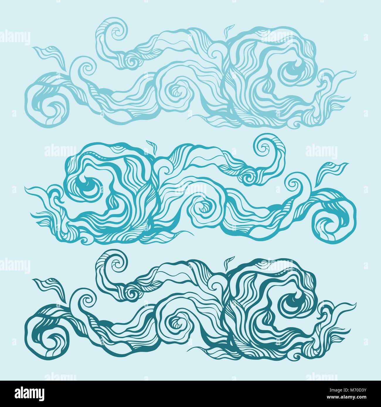 Ocean waves set, Hand drawn illustration Stock Vector Image & Art - Alamy