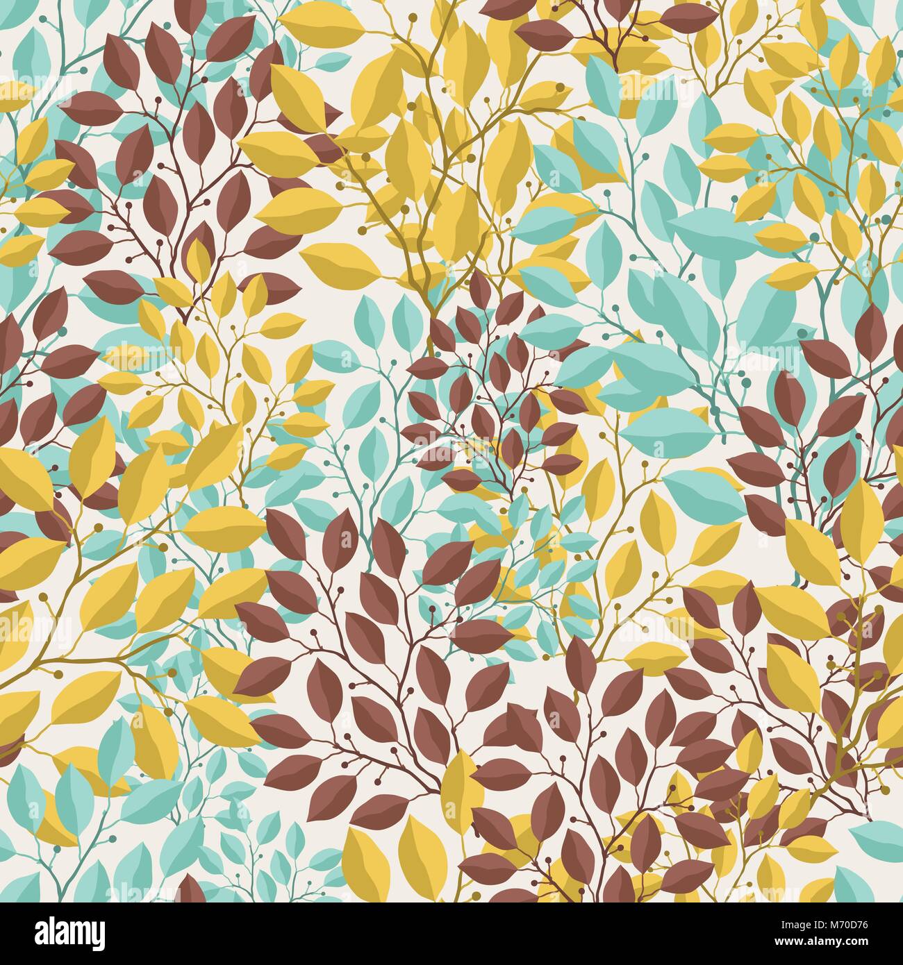 Natural seamless pattern with branches of leaves Stock Vector Image ...