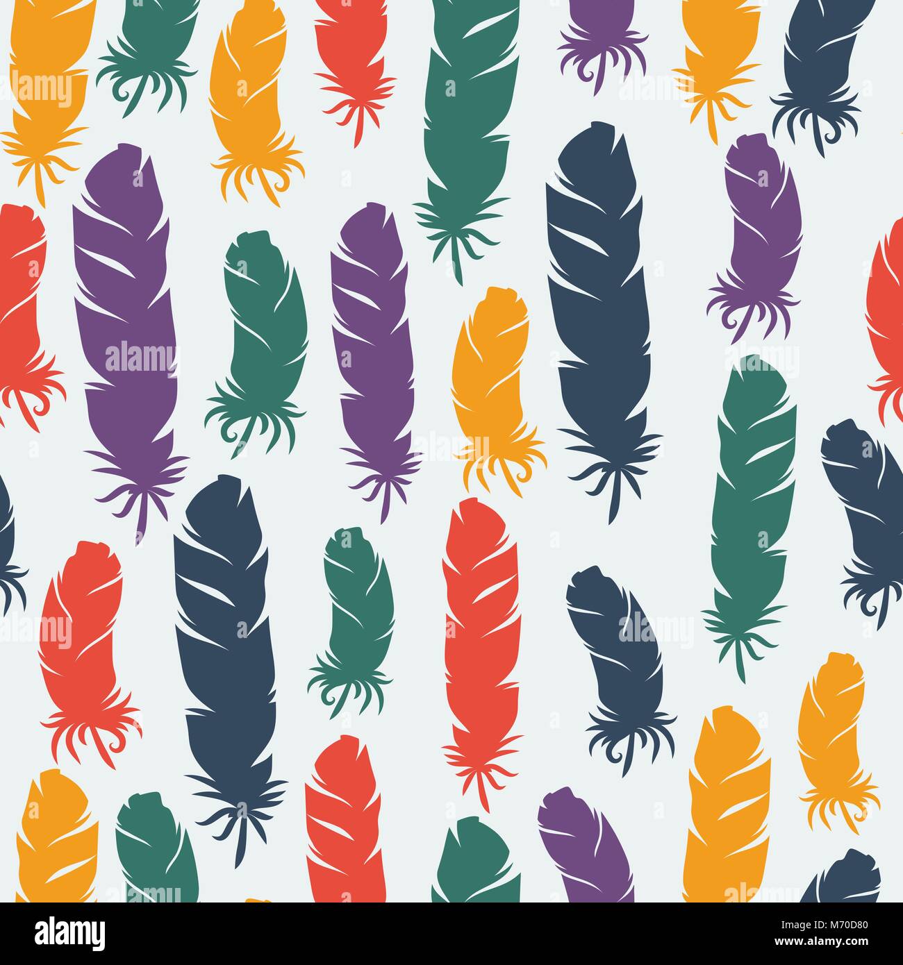 Seamless  pattern with hand drawn bird feathers Stock Vector