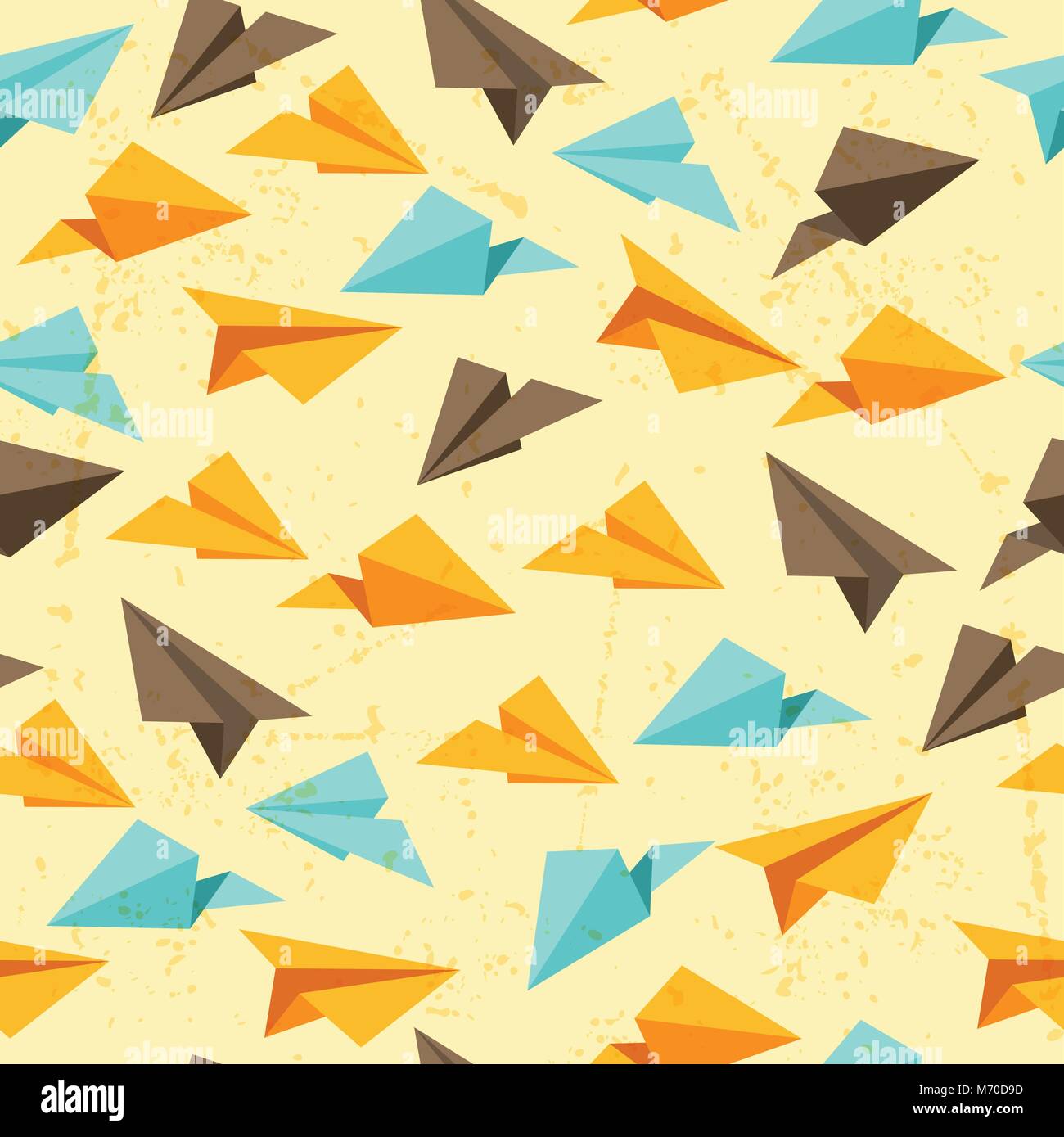 Seamless pattern of paper planes in flat design style Stock Vector
