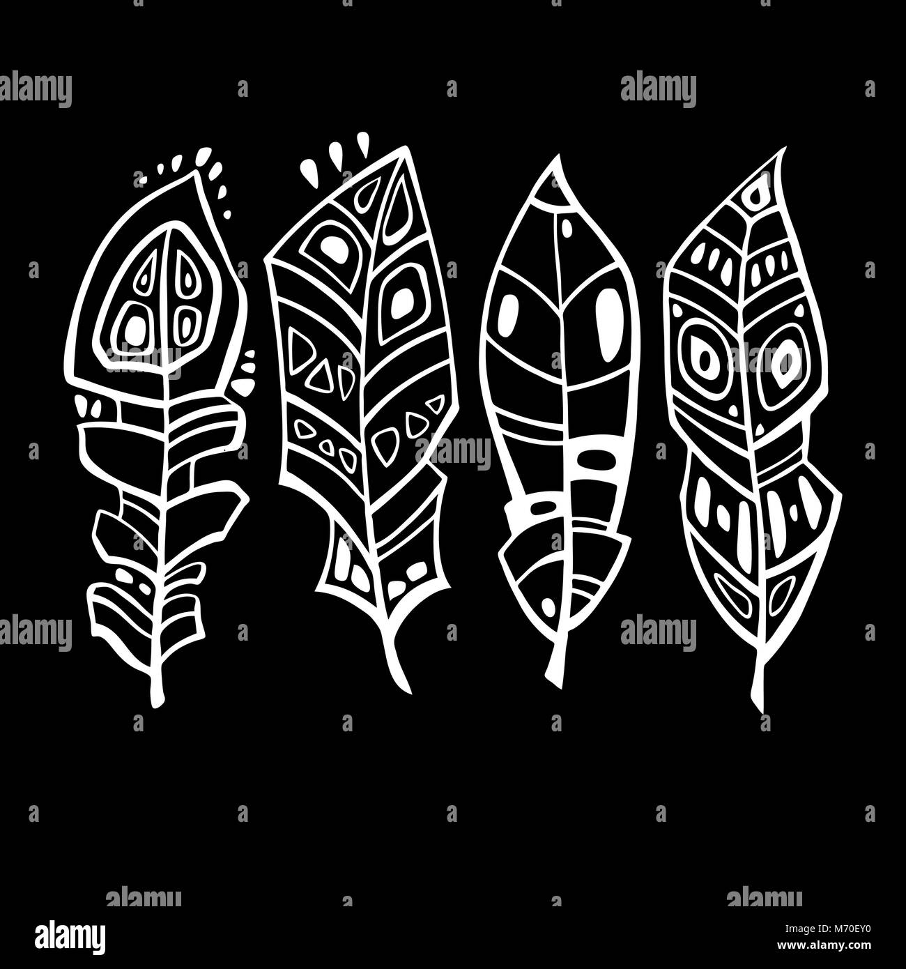 Vintage Feather vector set Stock Vector Image & Art - Alamy