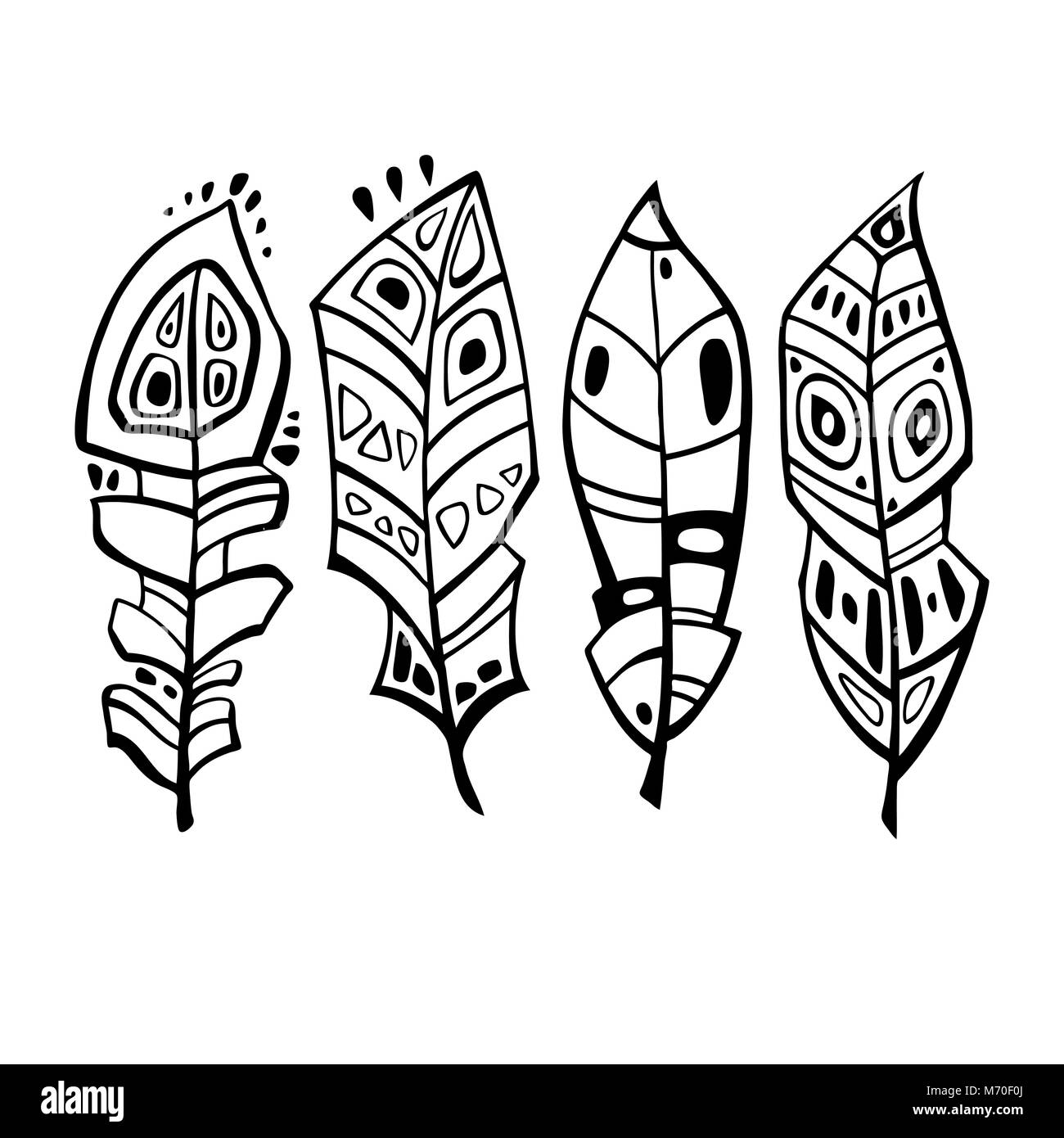 Vintage Feather vector set Stock Vector Image & Art - Alamy