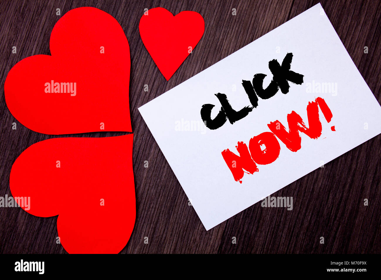 Writing Text Showing Click Now Concept Meaning Sign Book Or Stock