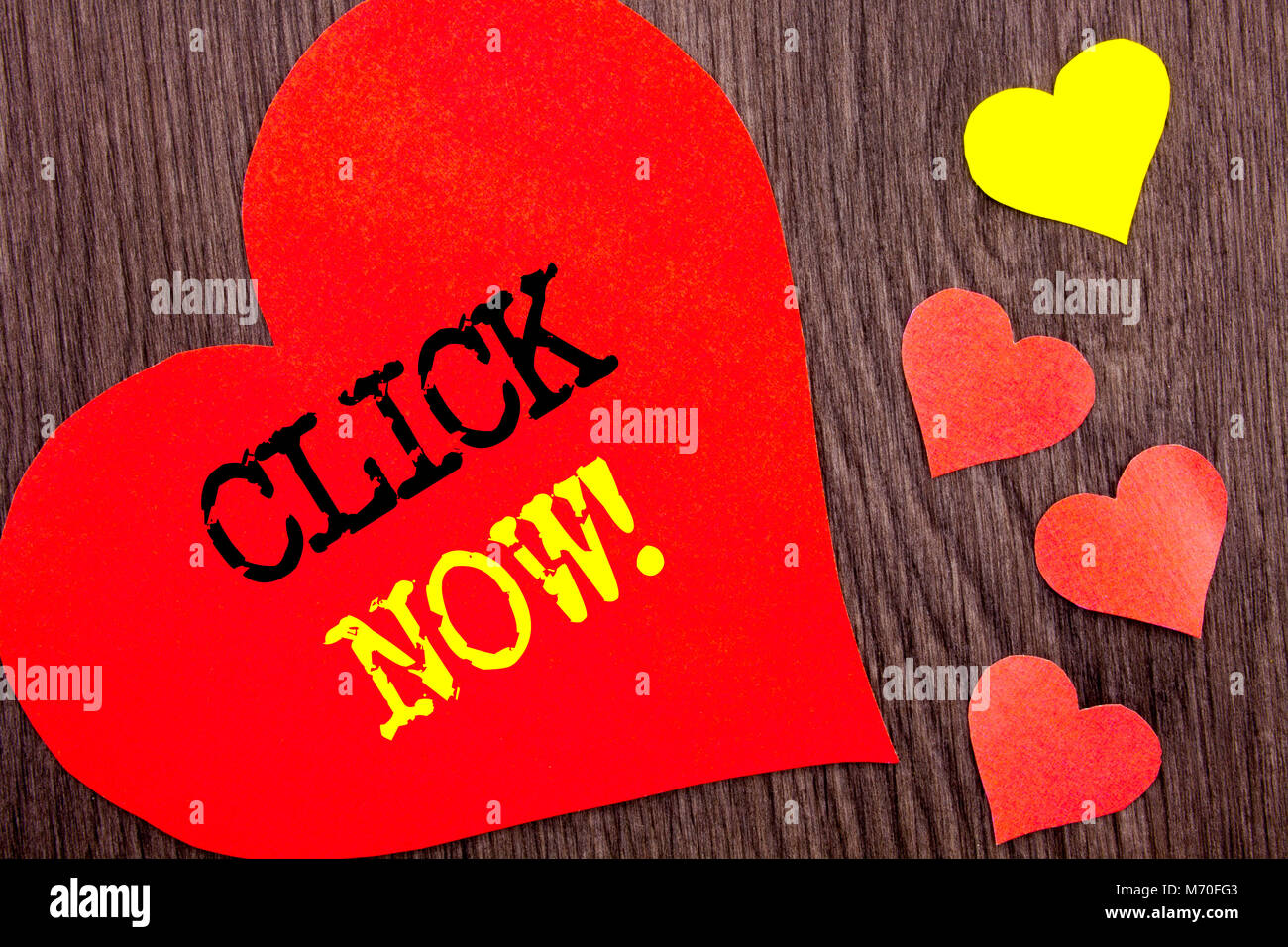 Handwriting Announcement Text Showing Click Now Concept Meaning