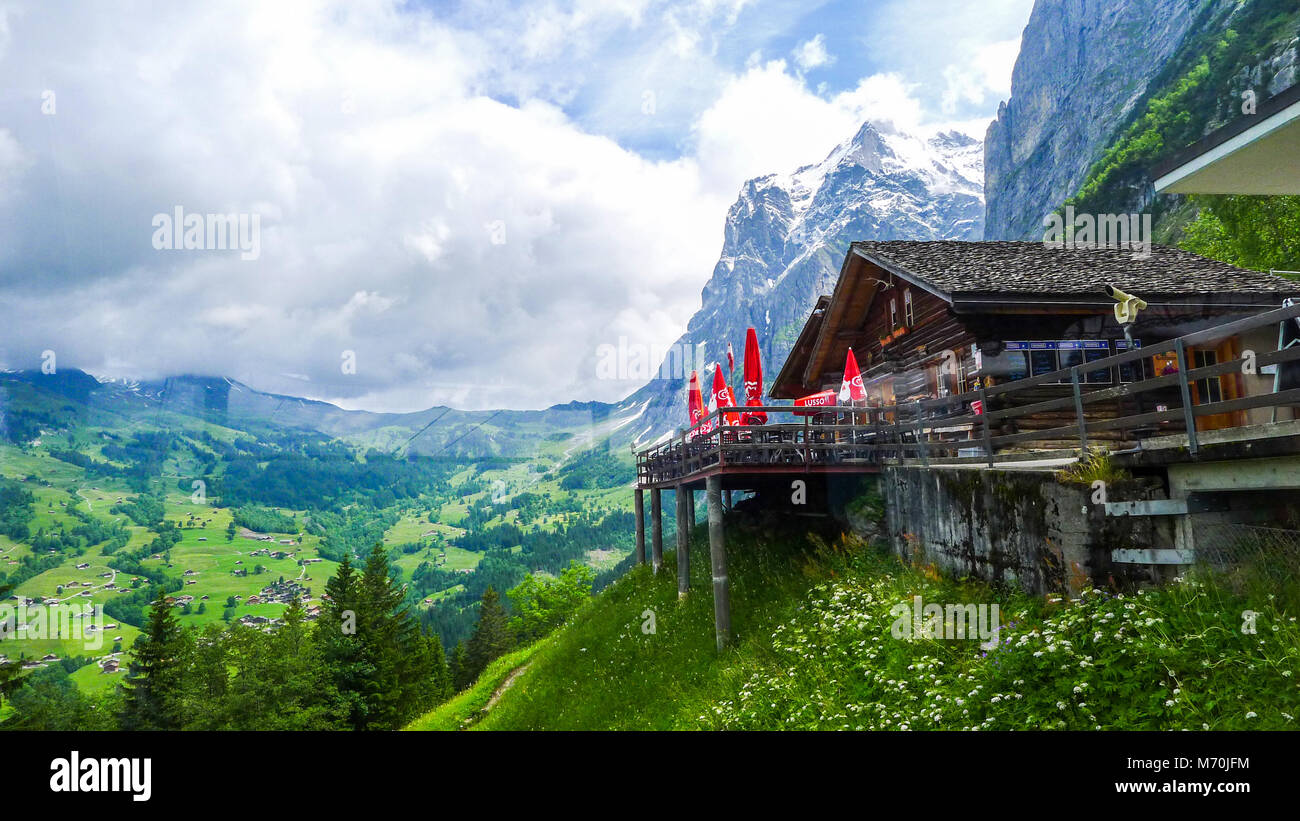 Grindelwald Pfingstegg toboggan run cable car, Switzerland Stock Photo