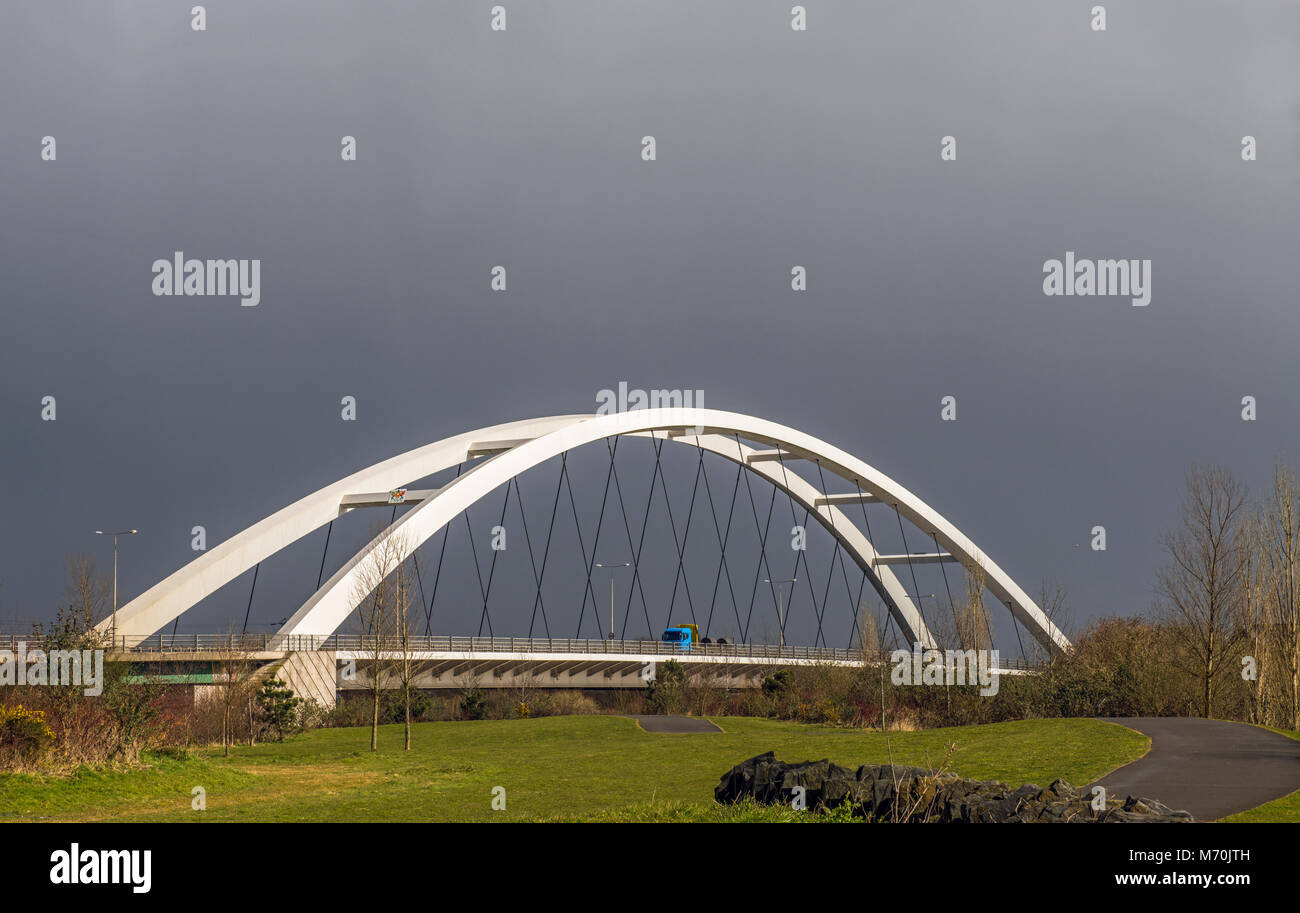 City Bridge Newport Wales Crossing the River Usk Stock Photo