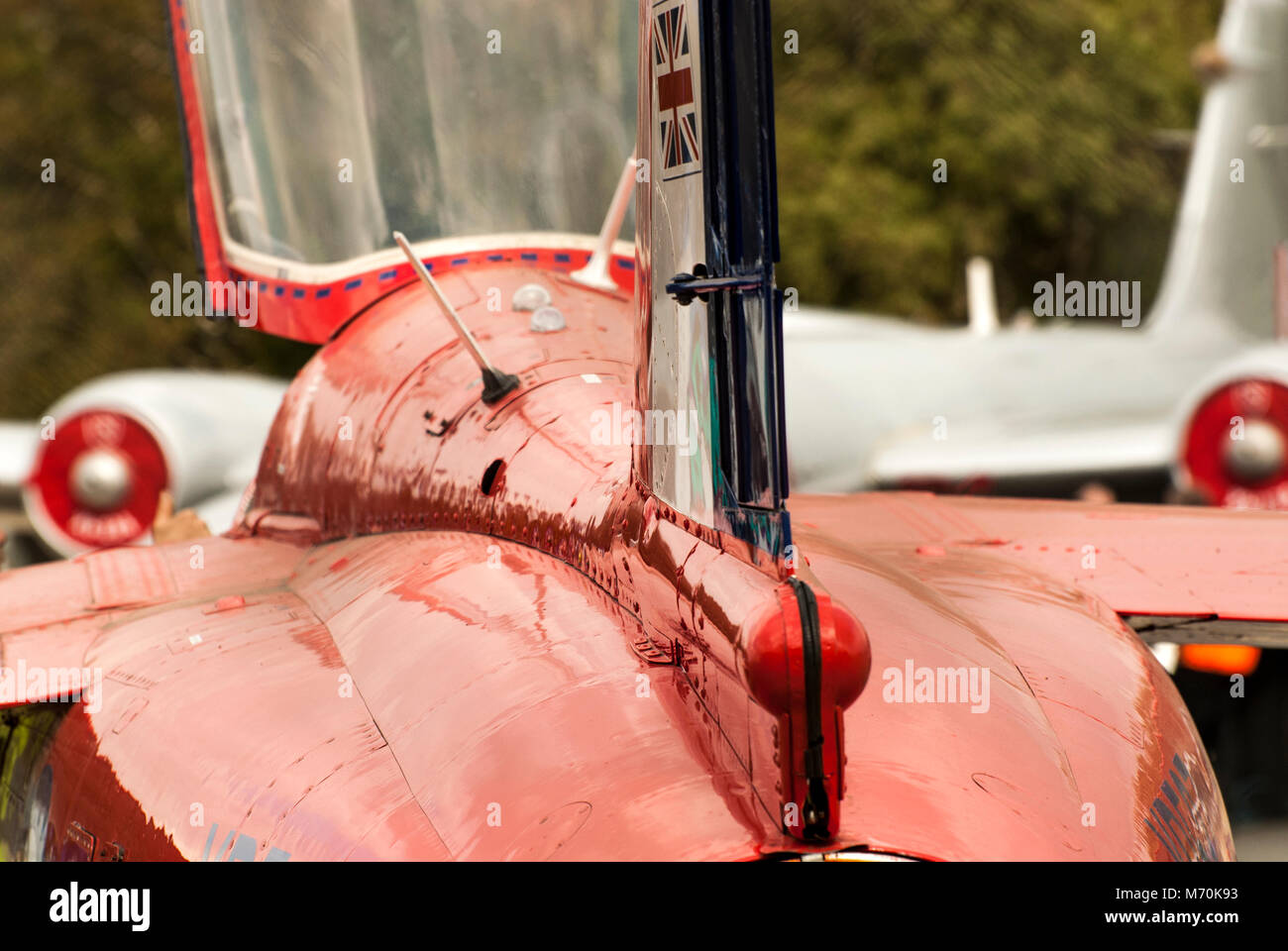 Red Arrow aeroplane close-up of cockpit Stock Photo