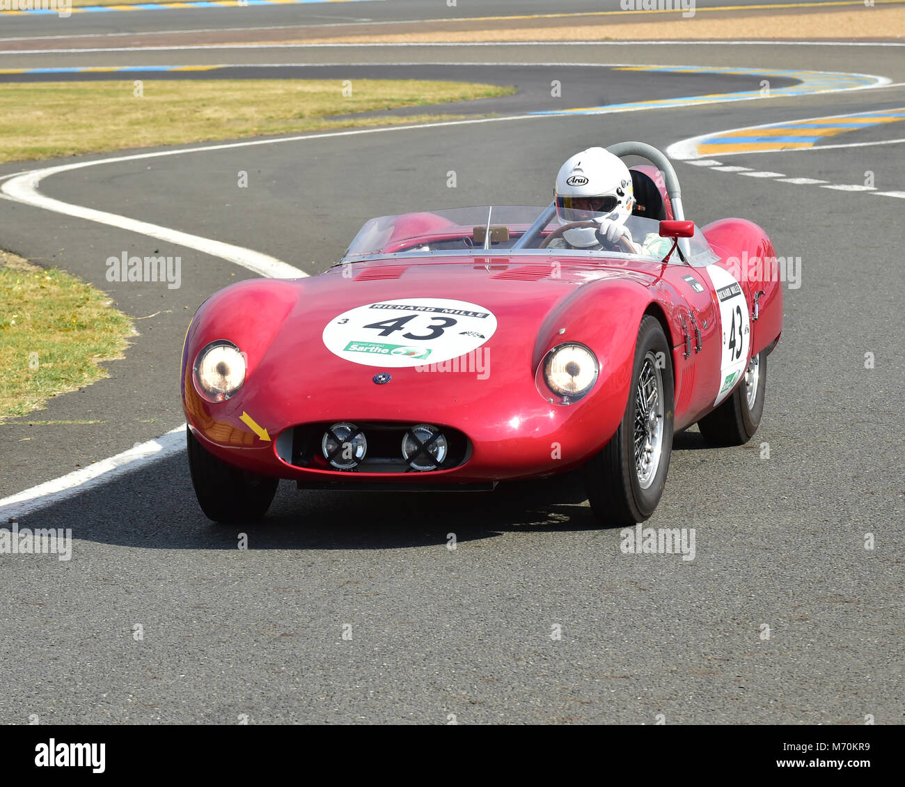 Gabriele Spangenberg, Stephan Konig, Osca 2000 Spider, Le Mans Classic 2014, 2014, circuit racing, Classic, classic cars, Classic Racing Cars, France, Stock Photo