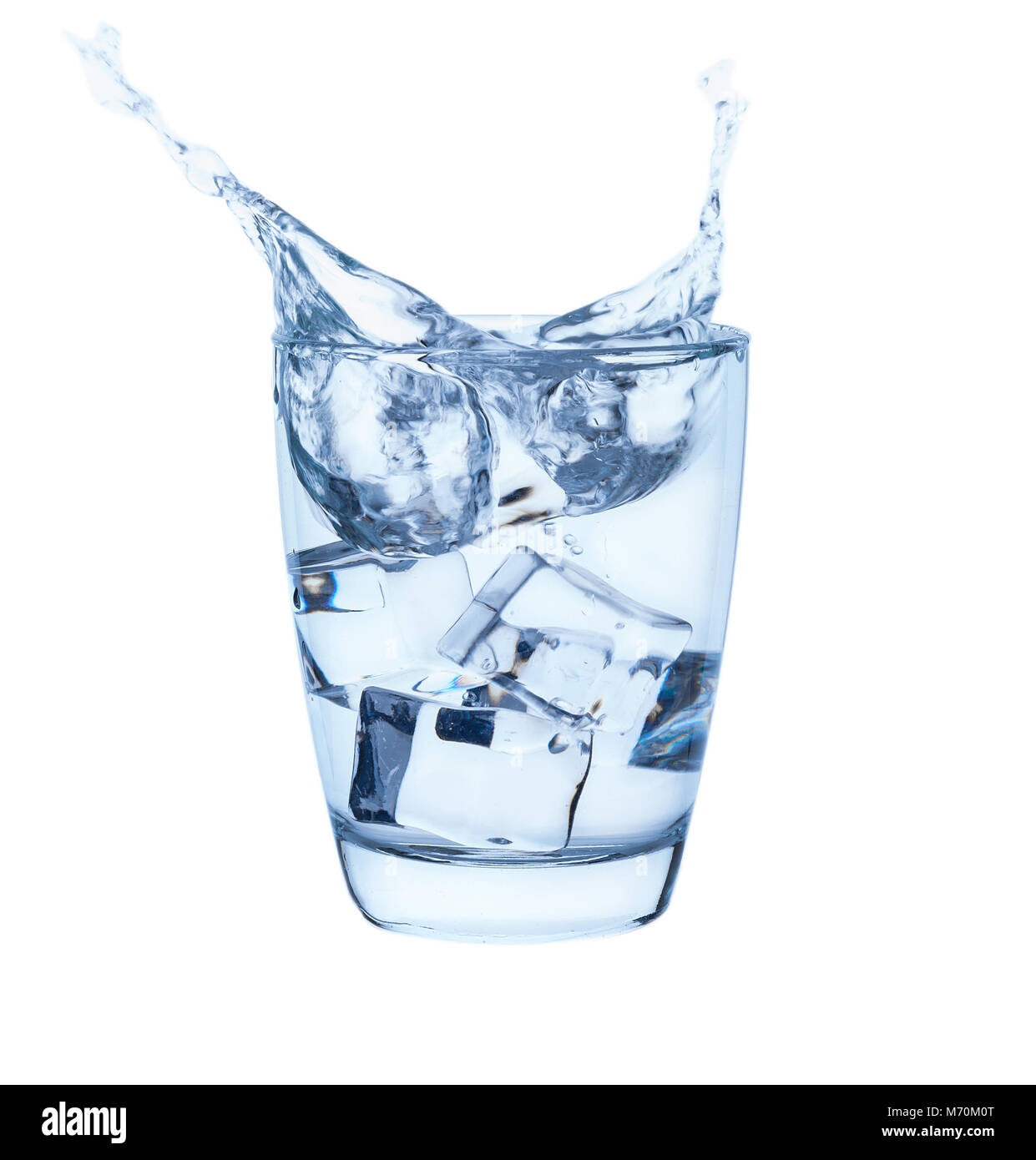 Glass of water with ice cubes isolated on white background Stock Photo ...