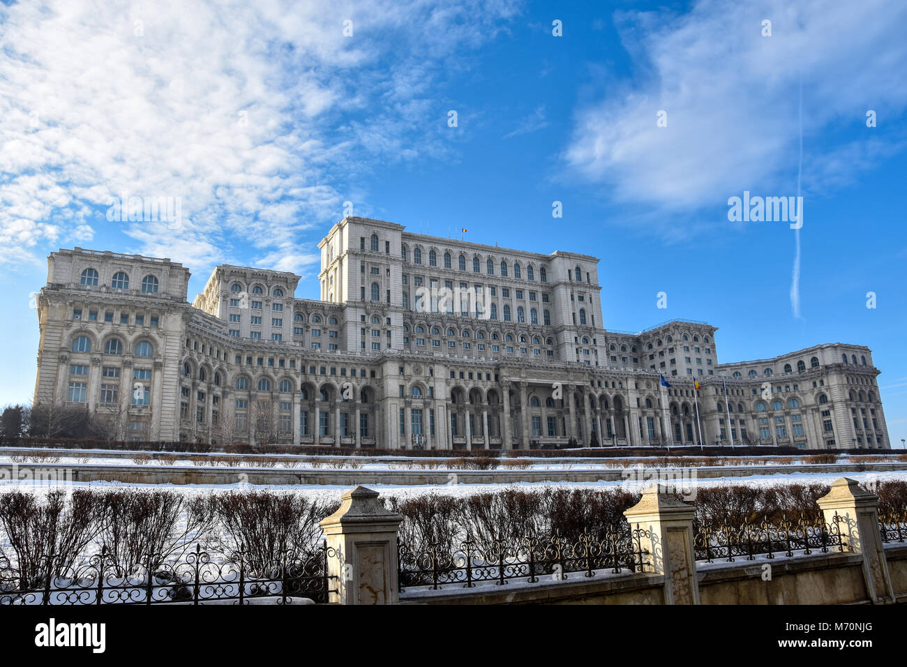 Palace of the Parliament (Palatul Parlamentului din Romania) also known as People's House (Casa Poporului) Bucharest, Romania Stock Photo
