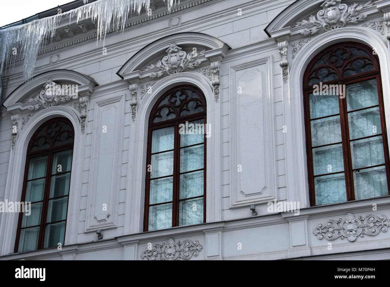 Windows of The Bucharest Municipality Museum (Muzeul Municipiului Bucuresti)  Bucharest, Romania Stock Photo