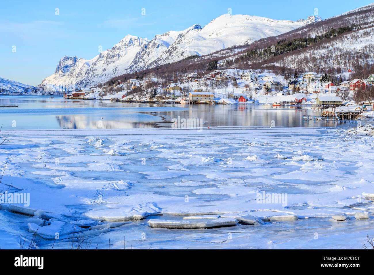 Landscape images ,Arctic Circle Kvaloya island Troms Tromso norway 2018 best Stock Photo