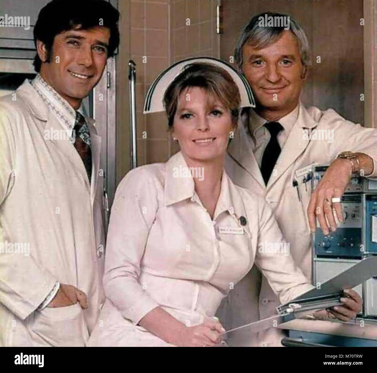 EMERGENCY !  Universal TV series 1972-1977. From left: Robert Fuller, Julie London, Bobby Troup Stock Photo