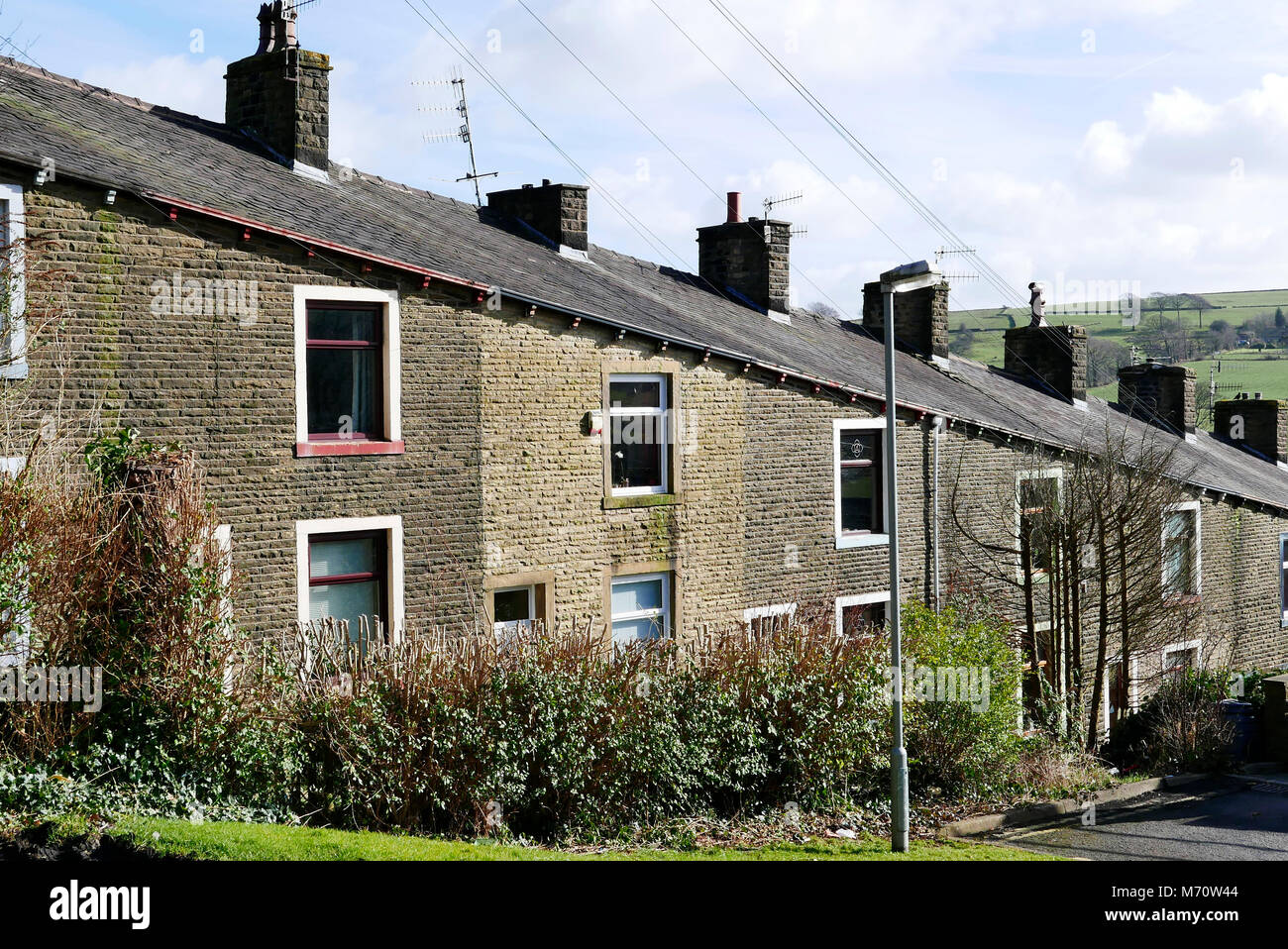 Steep row of terraced houses in Colne,Lancashire,UK Stock Photo Alamy