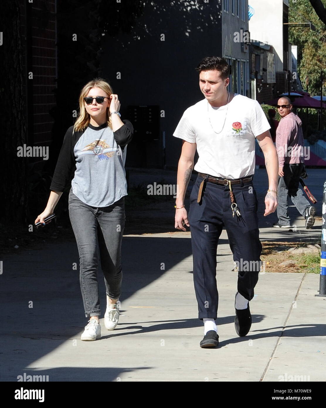 Brookyln Beckham and girlfriend Chloe Moretz enjoys a lunch date at