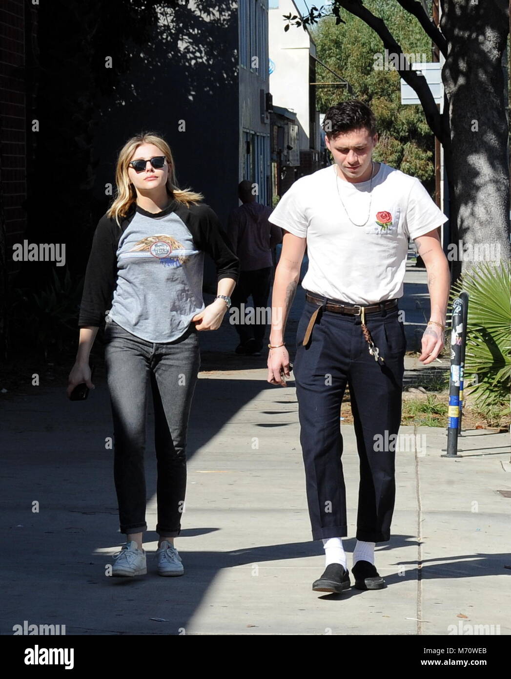 Brookyln Beckham and girlfriend Chloe Moretz enjoys a lunch date at
