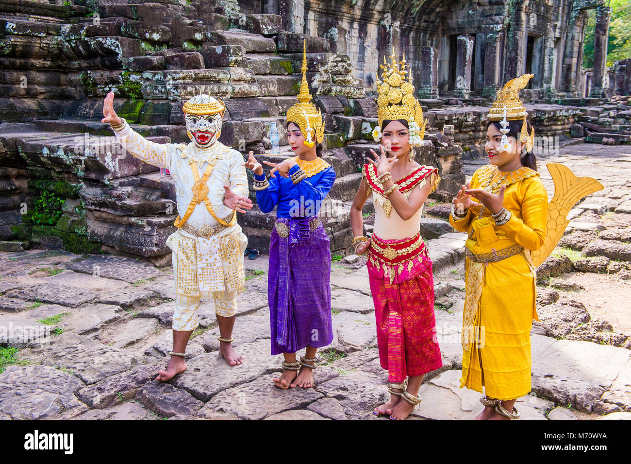 Young Women In Costumes Of The Traditional Khmer Dance