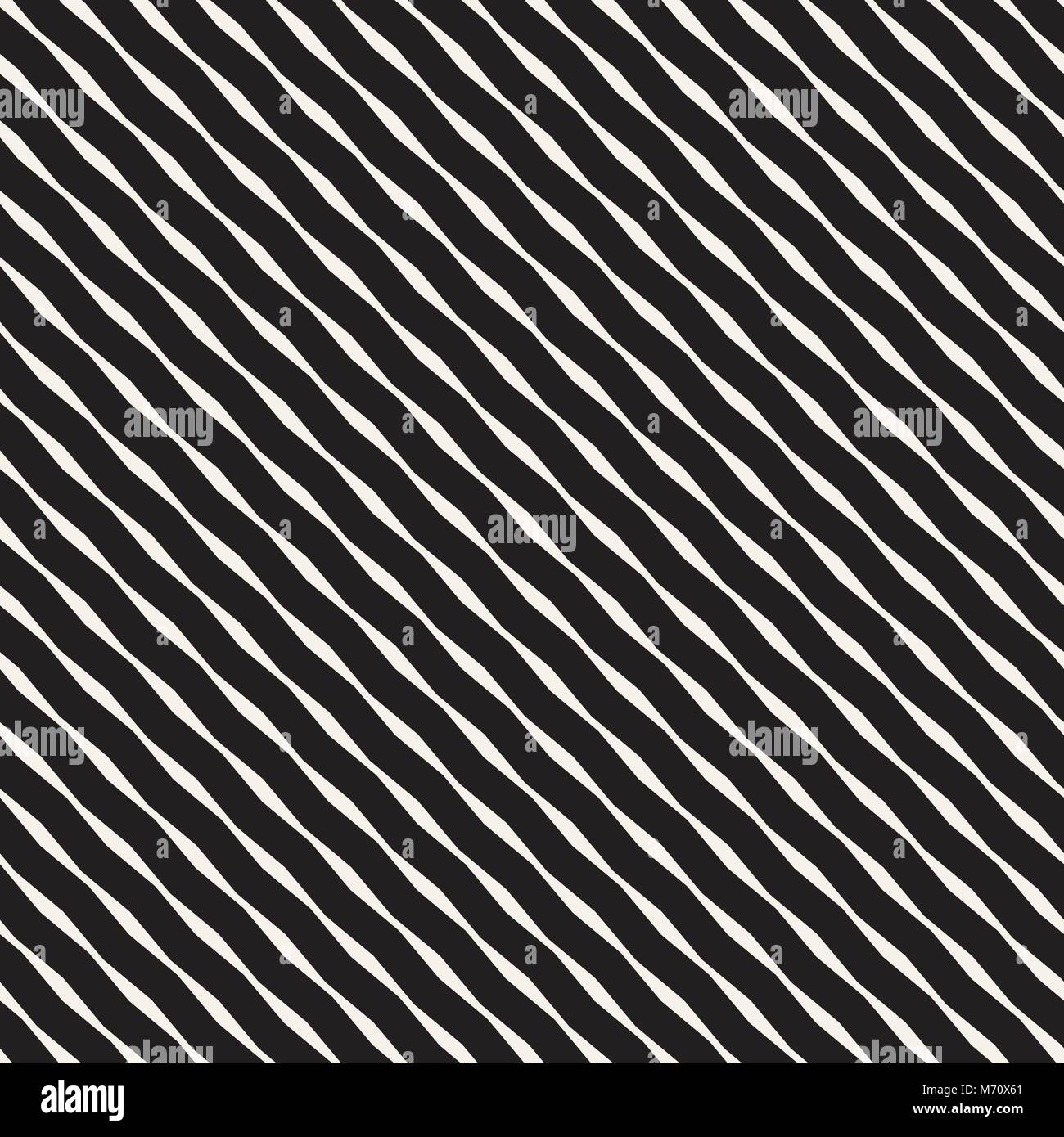 Vector Seamless Black and White Hand Drawn Wavy Lines Pattern Stock ...