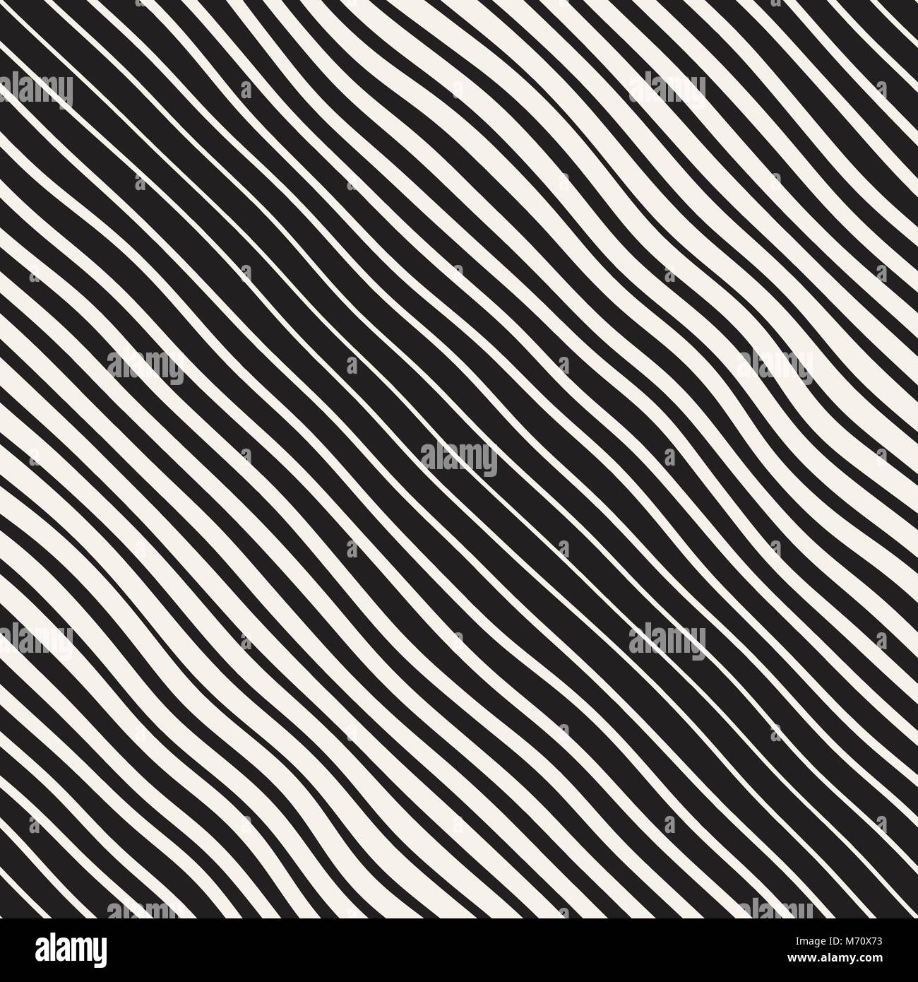 Vector seamless black and white hand drawn diagonal wavy lines pattern ...