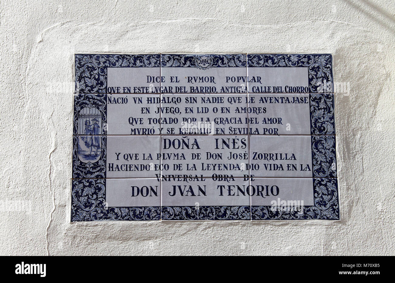 Azulejo sign in the old quarter of Seville Stock Photo