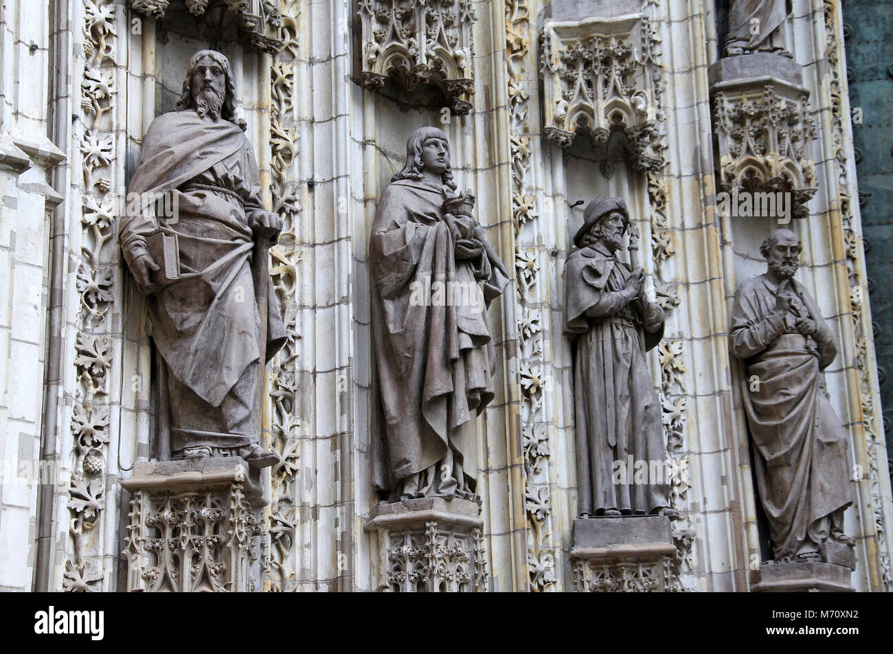 Door of Assumption on the west facade of Seville Cathedral Stock Photo