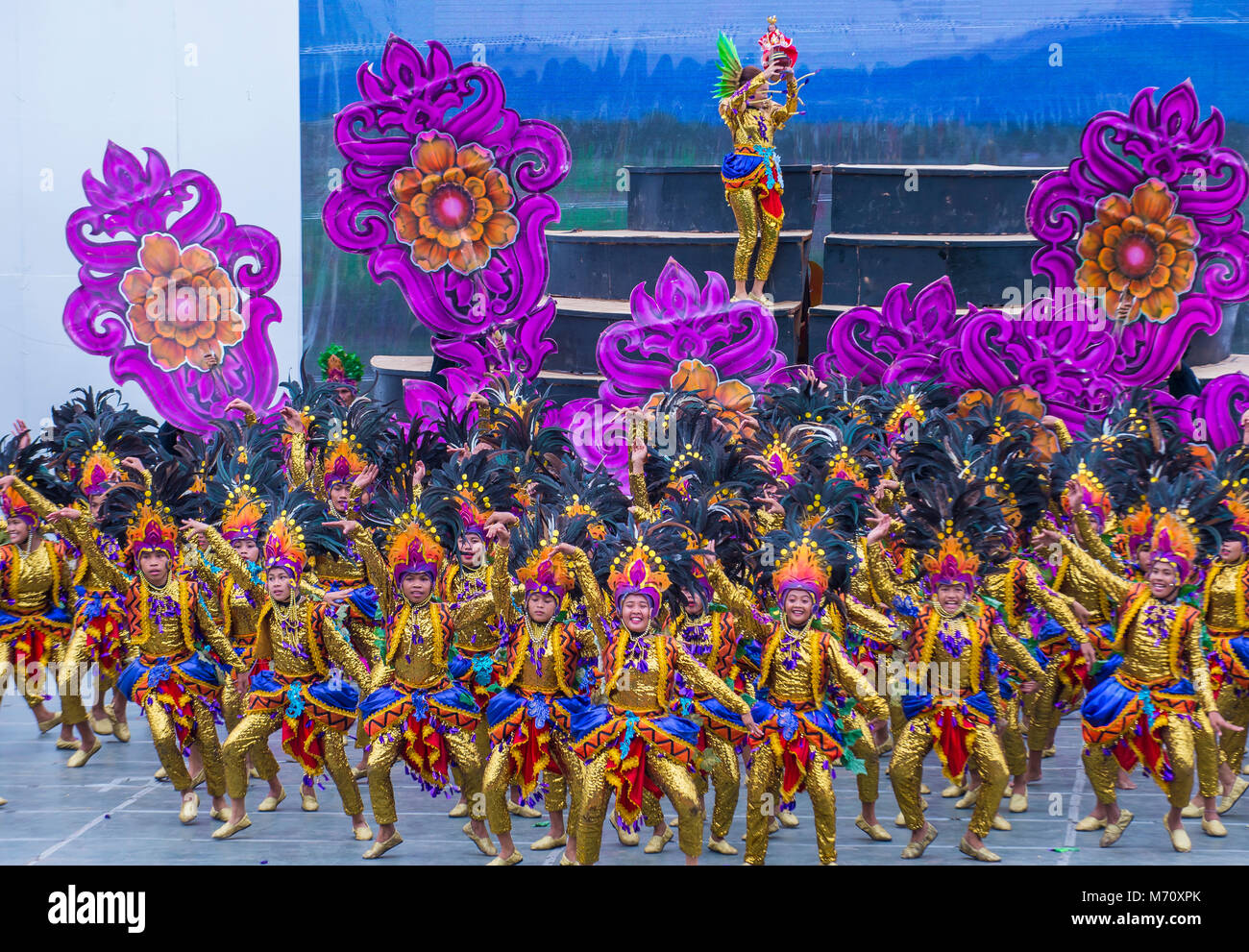 Participants in the Sinulog festival in Cebu city Philippines Stock