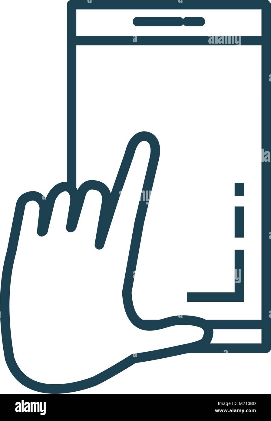 hand human with smartphone device isolated icon vector illustration ...