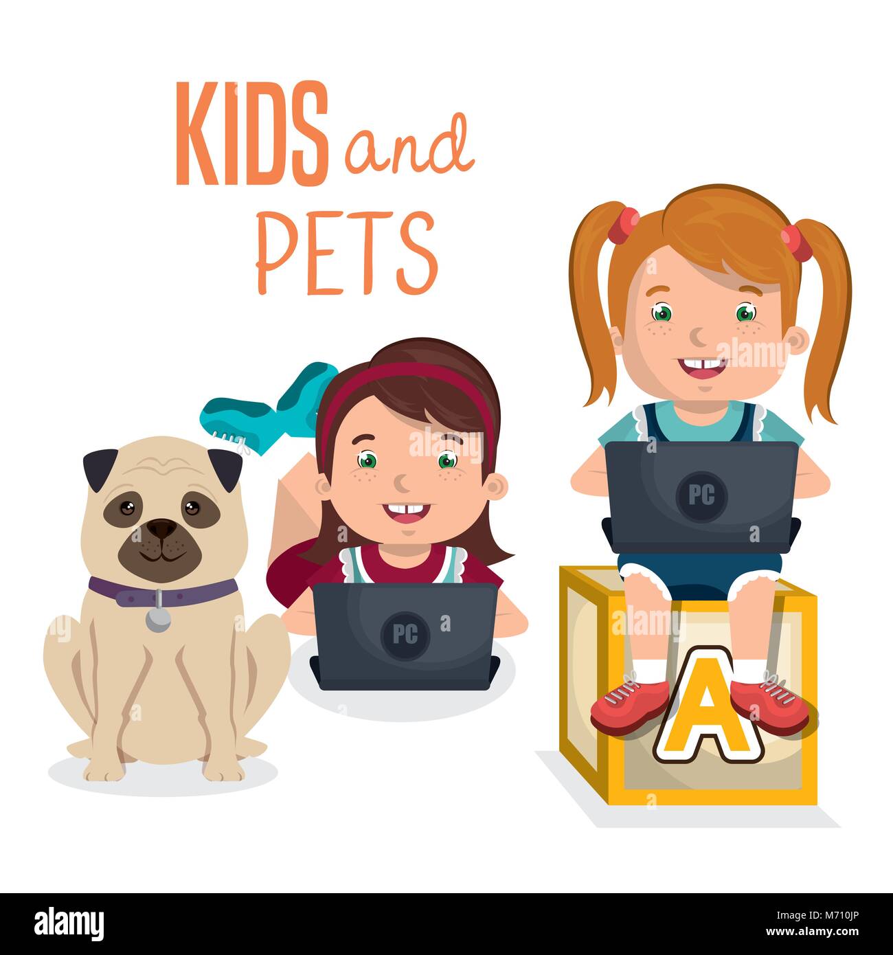 kids with pets characters vector illustration design Stock Vector Image ...