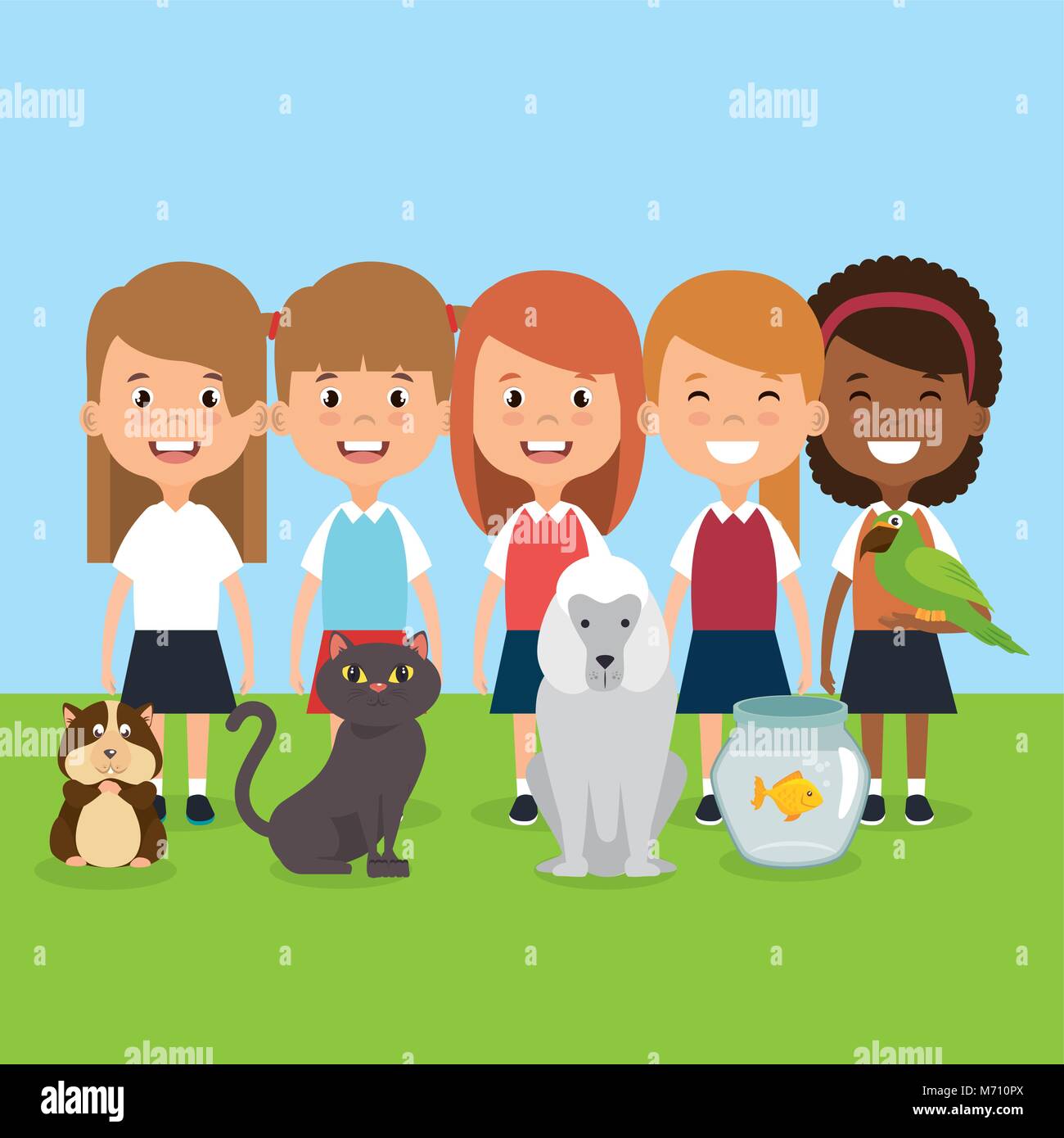 kids with pets characters vector illustration design Stock Vector Image ...