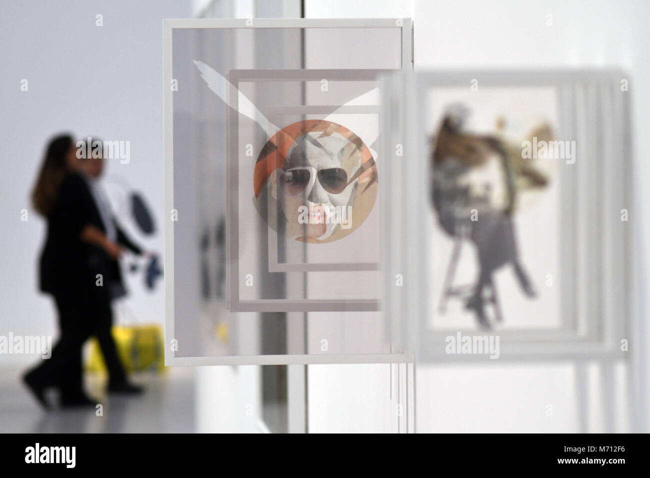 07 March 2018, Germany, Bonn: The work 'Höch mit Brille, 2012' by Jeronimo Voss seen during a pre-tour of the exhibition 'Deutschleind ist keine Insel' (lit. Germany is no island) at the Bundeskunsthalle Bonn. The exhibition shows works, which were acquired by an expert commission for the collection of the Federal Republic of Germany in the past five years. Photo: Henning Kaiser/dpa Stock Photo